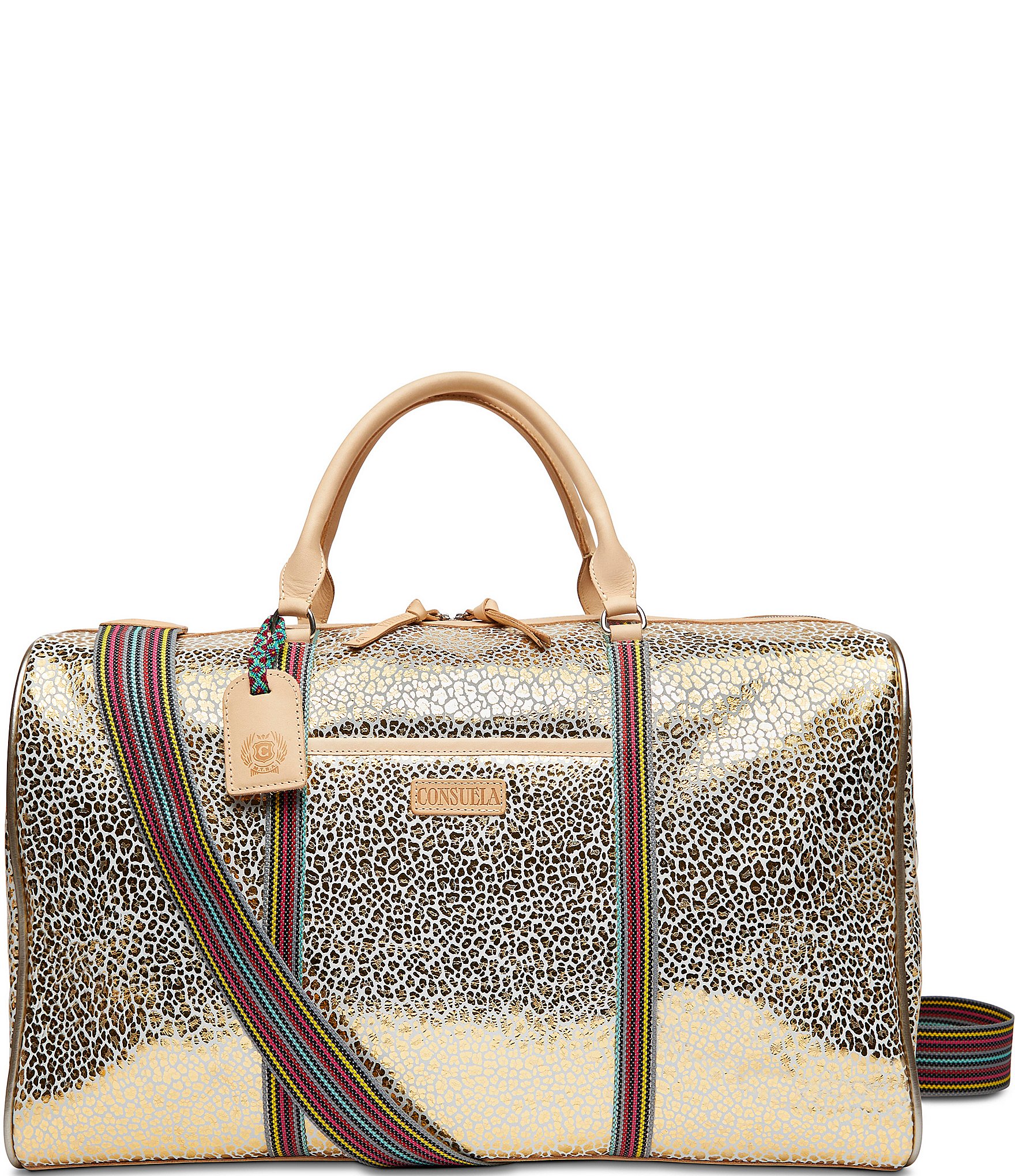 Consuela Metallic Gold Jag Print Kit Weekender Duffle Bag