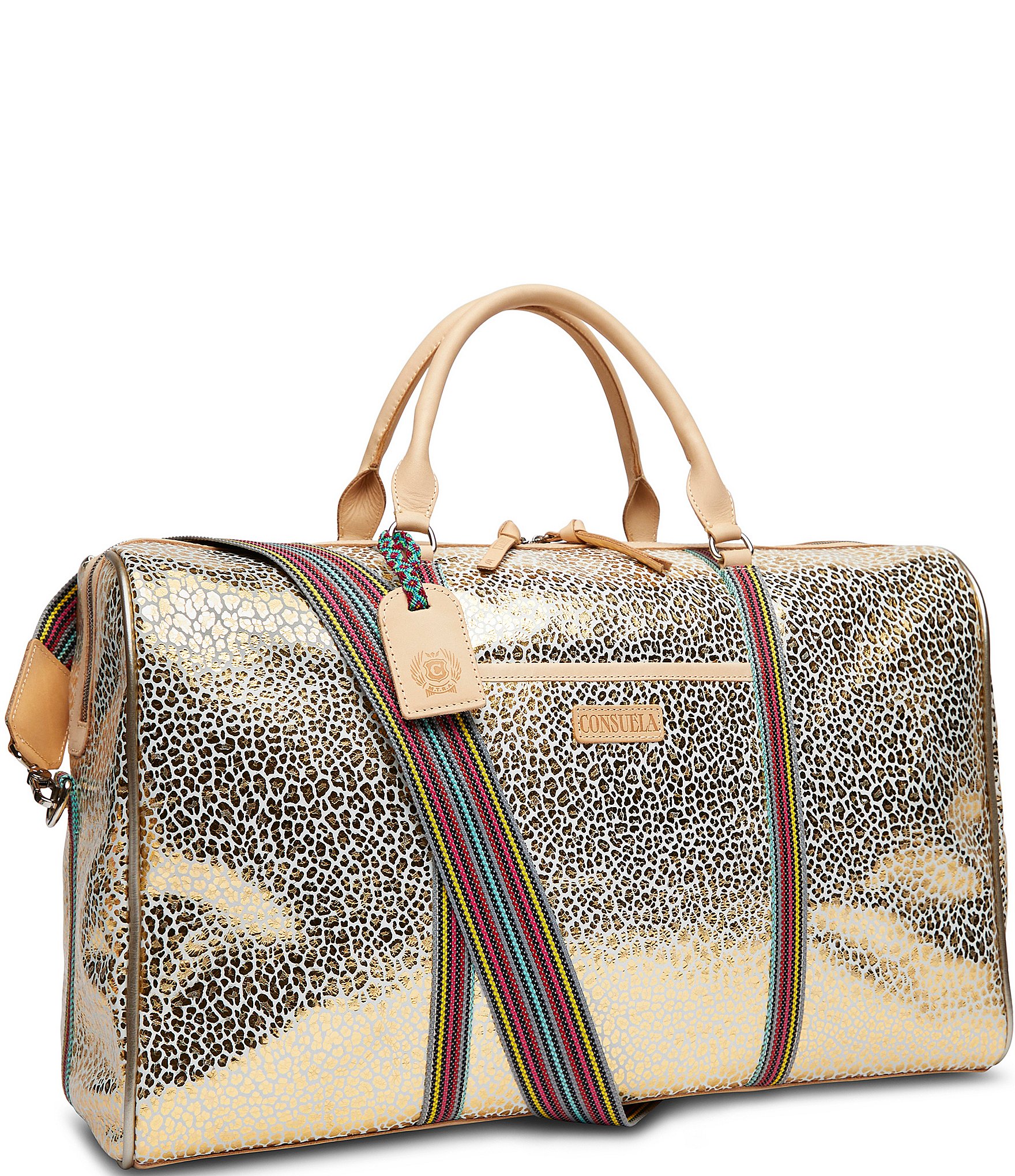 Consuela Metallic Gold Jag Print Kit Weekender Duffle Bag