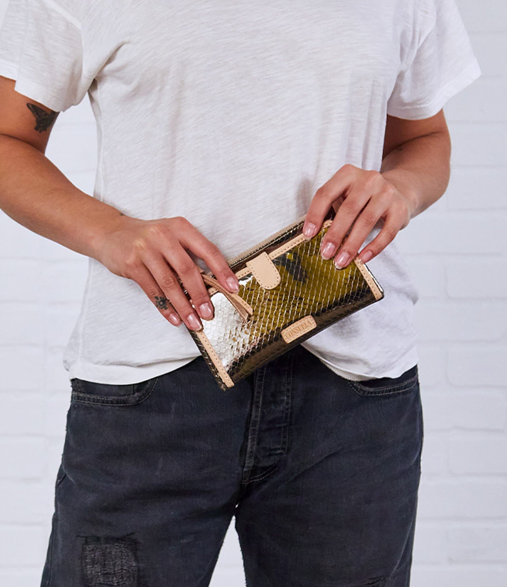 Consuela Metallic Textured Exterior Kyle Slim Wallet