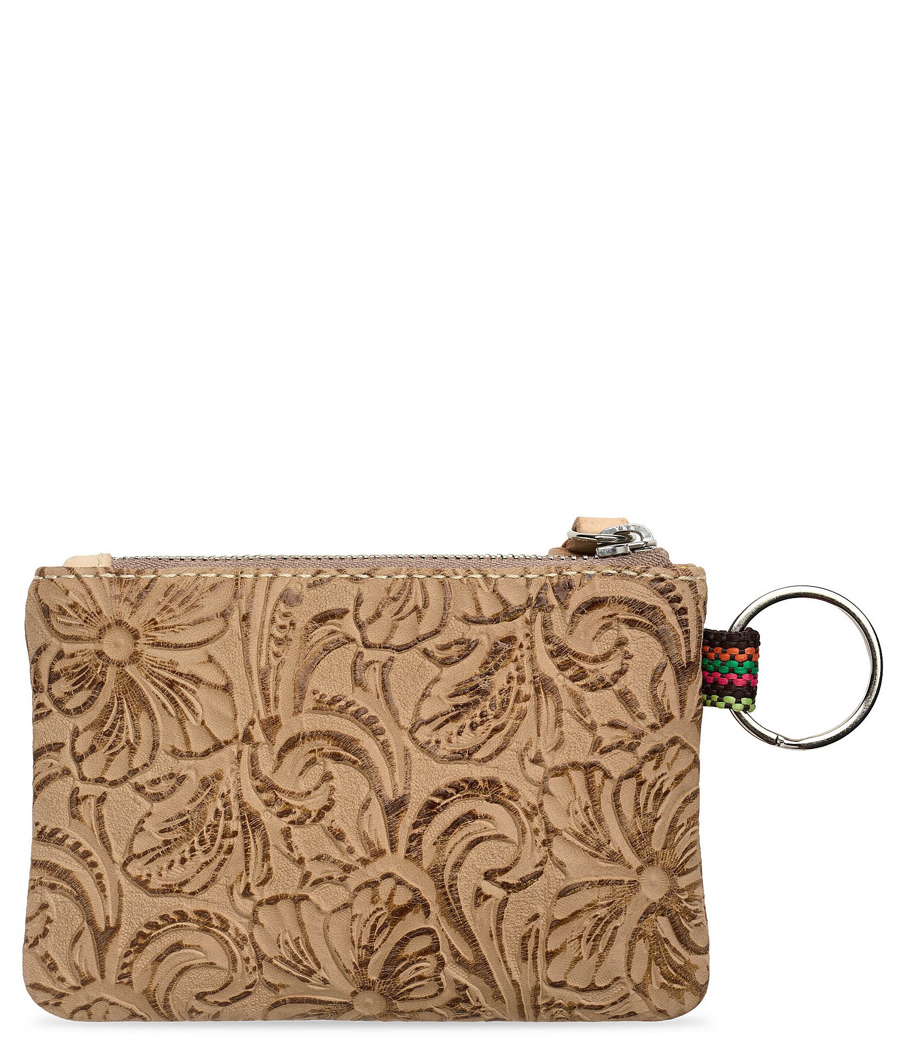 Consuela Lawton Tooled Leather Keyring Card Pouch
