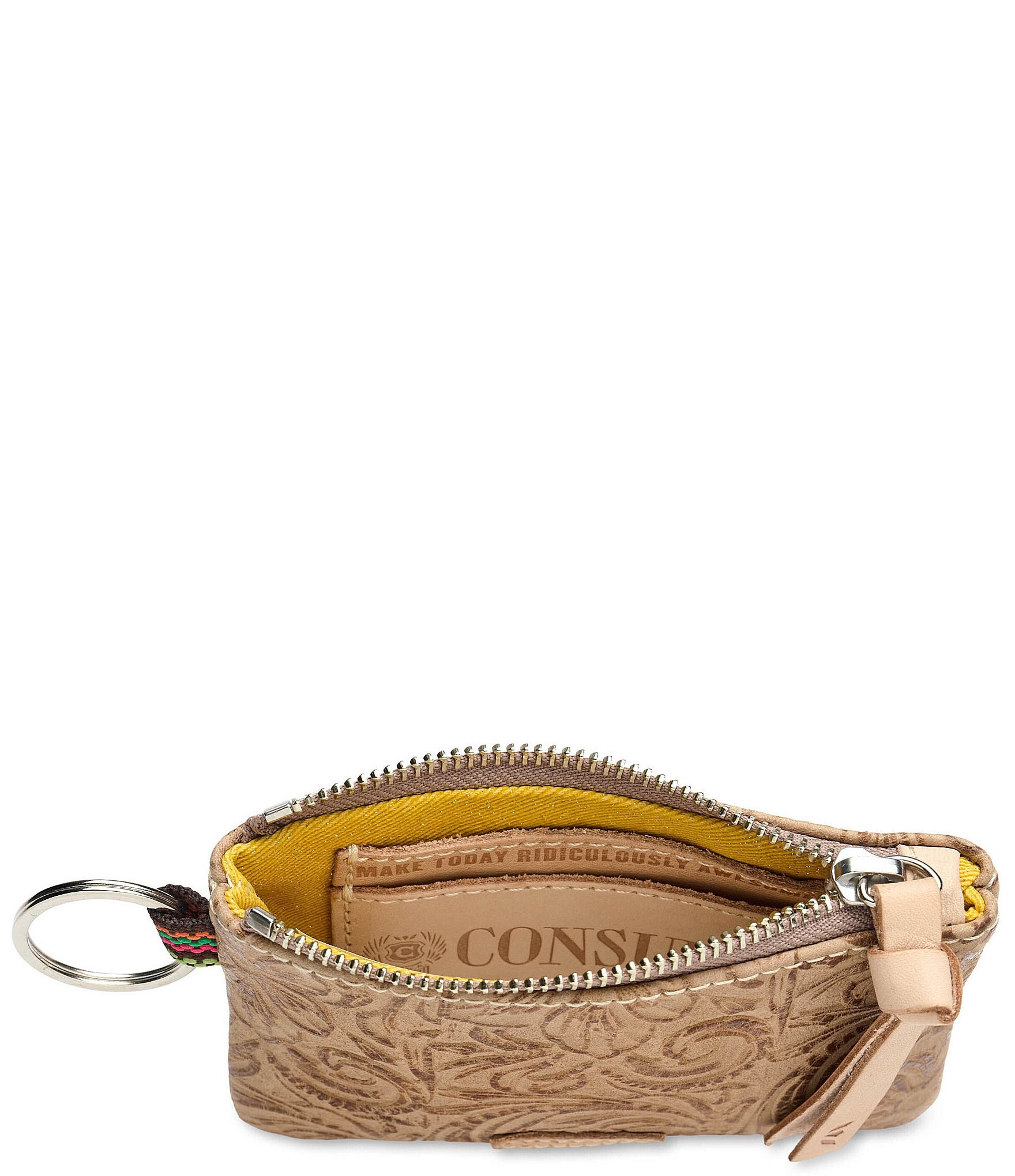 Consuela Lawton Tooled Leather Keyring Card Pouch