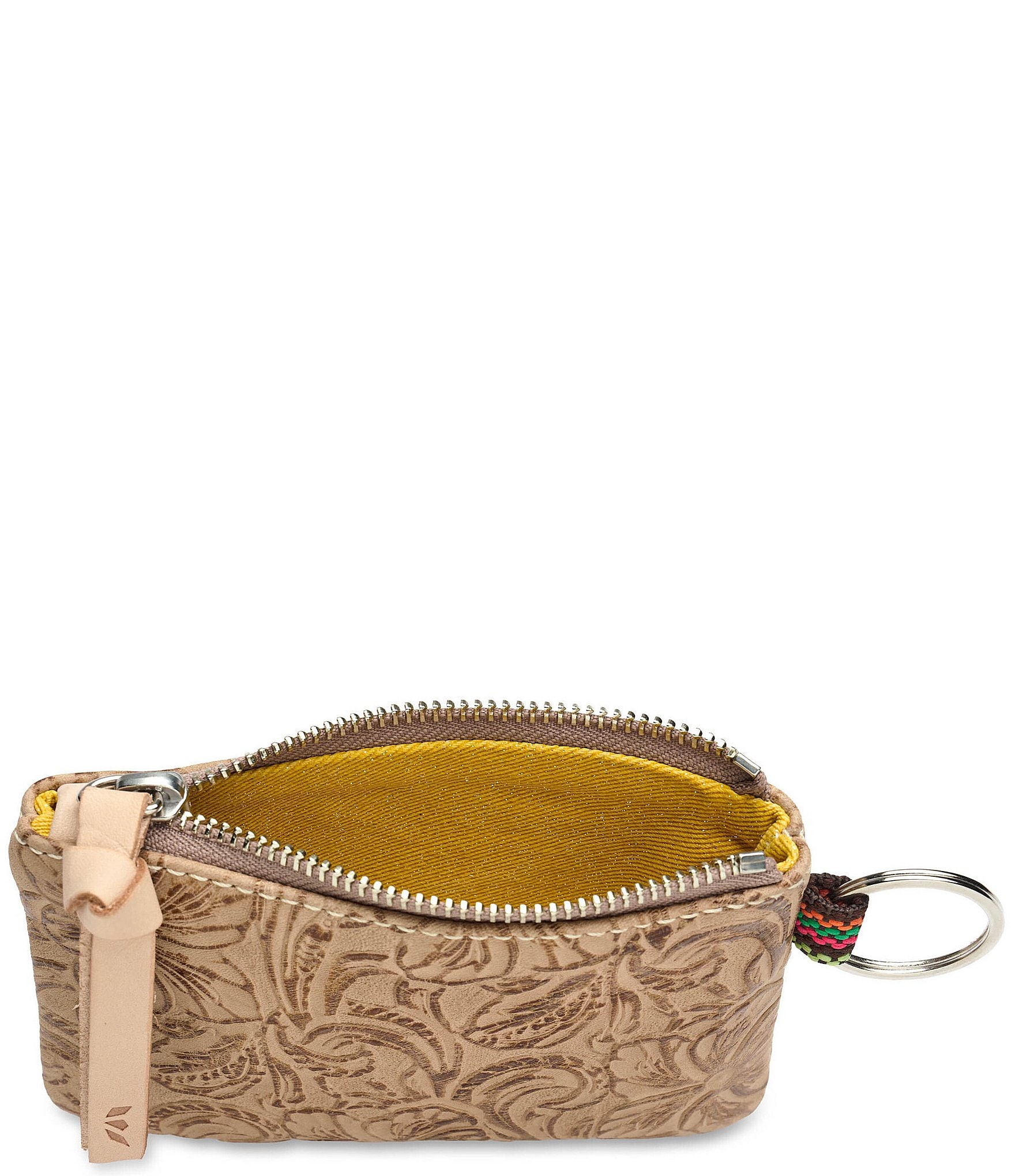 Consuela Lawton Tooled Leather Keyring Card Pouch