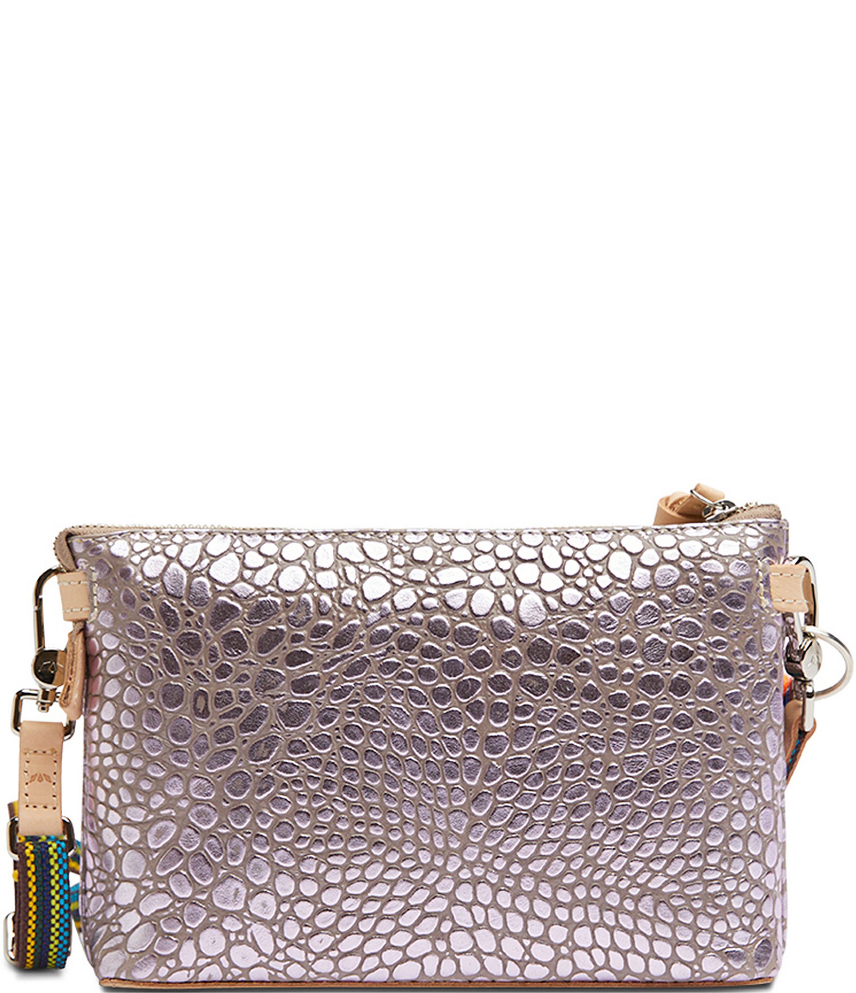 Consuela LuLu Lilac Metallic Pebbled Embossing Midtown Crossbody Bag