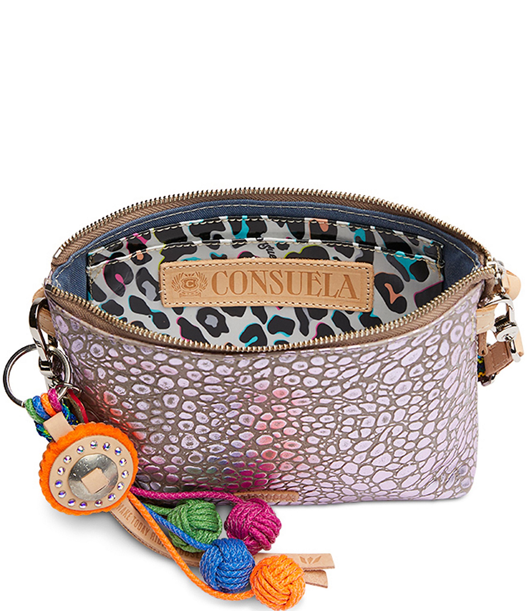 Consuela LuLu Lilac Metallic Pebbled Embossing Midtown Crossbody Bag