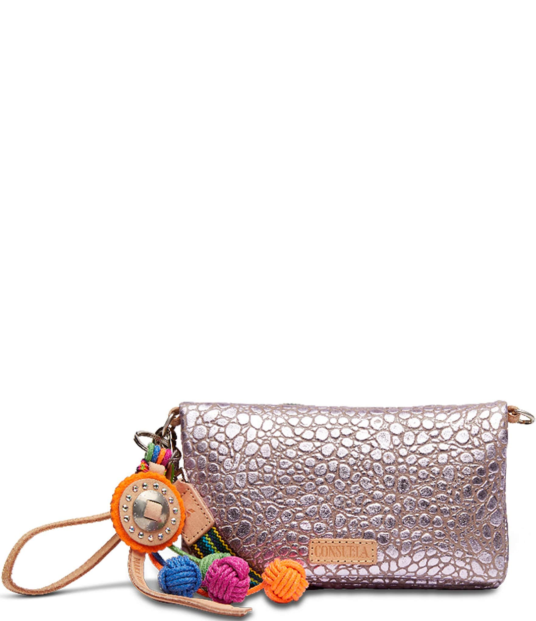 Consuela LuLu Lilac Metallic Pebbled Embossing Uptown Crossbody Bag