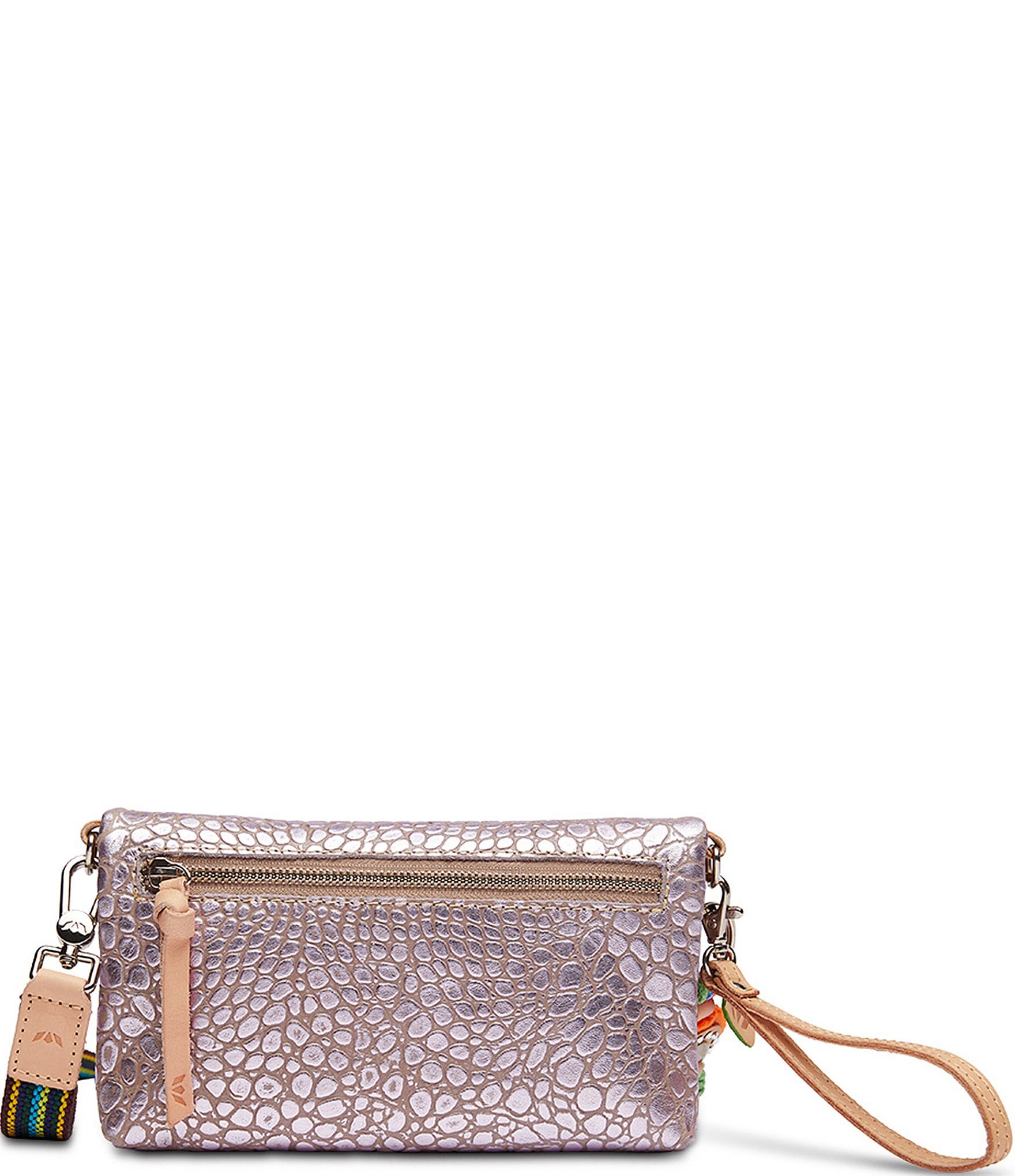 Consuela LuLu Lilac Metallic Pebbled Embossing Uptown Crossbody Bag