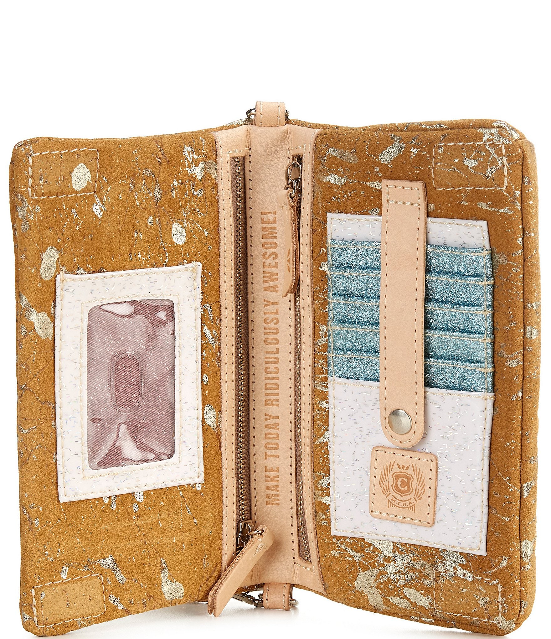 Consuela Marlow Uptown Metallic Splattered Suede Crossbody Bag