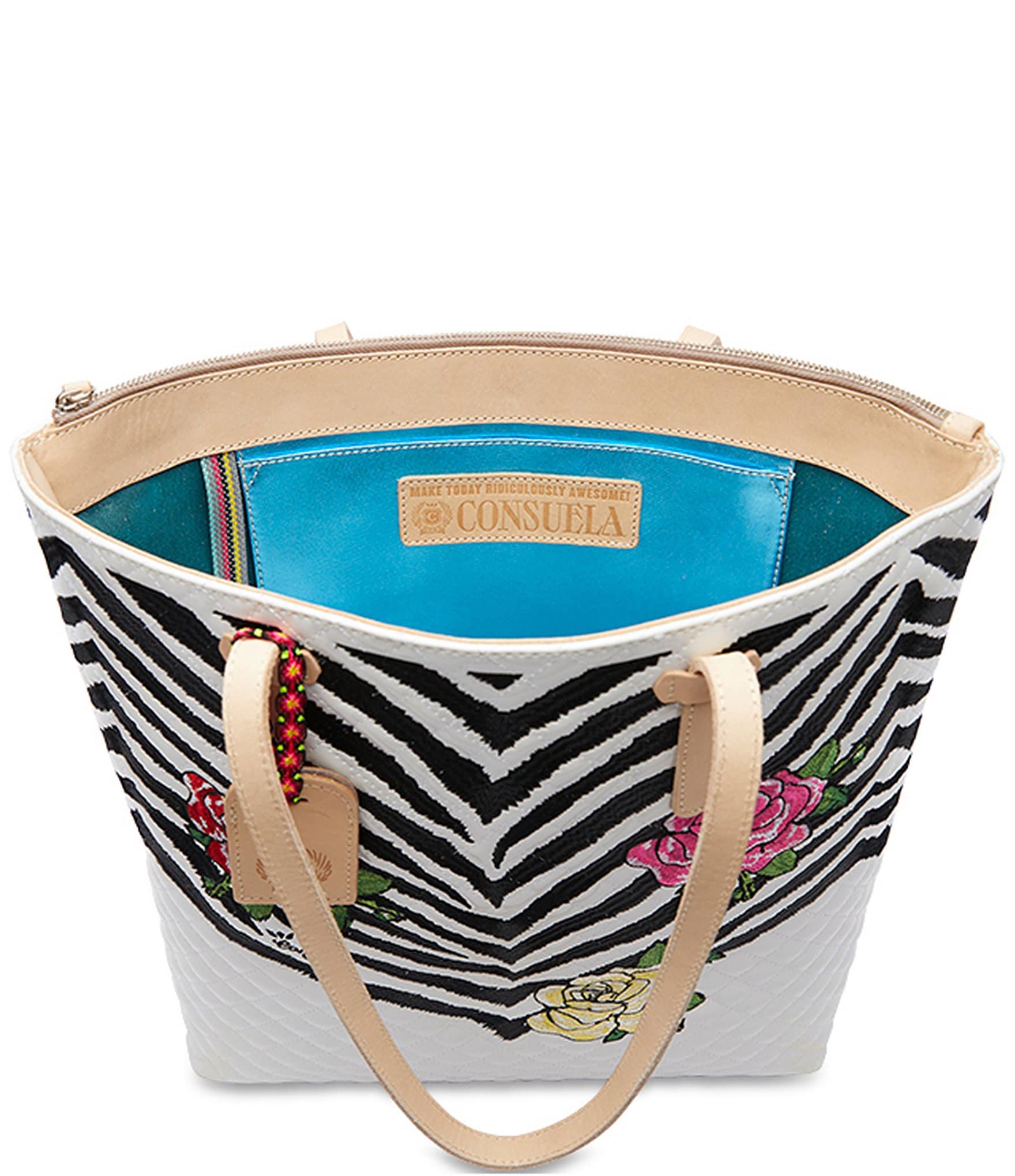 Consuela Michelle Zebra Floral Print Market Tote Bag