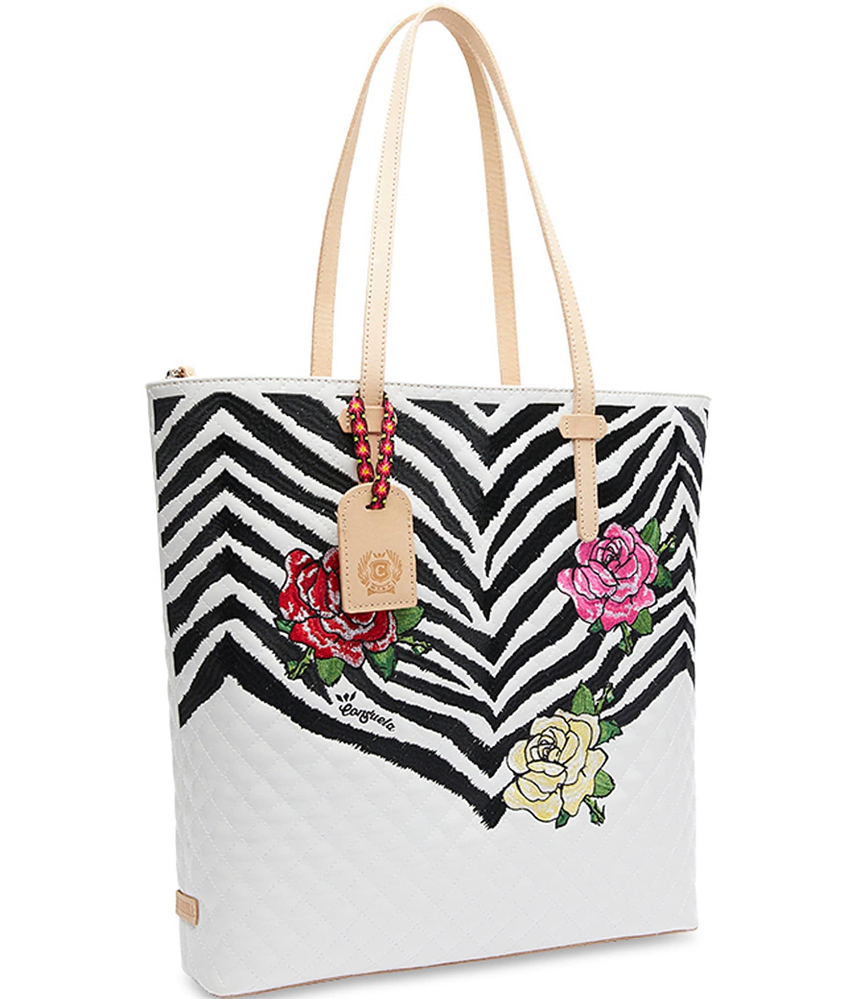 Consuela Michelle Zebra Floral Print Market Tote Bag