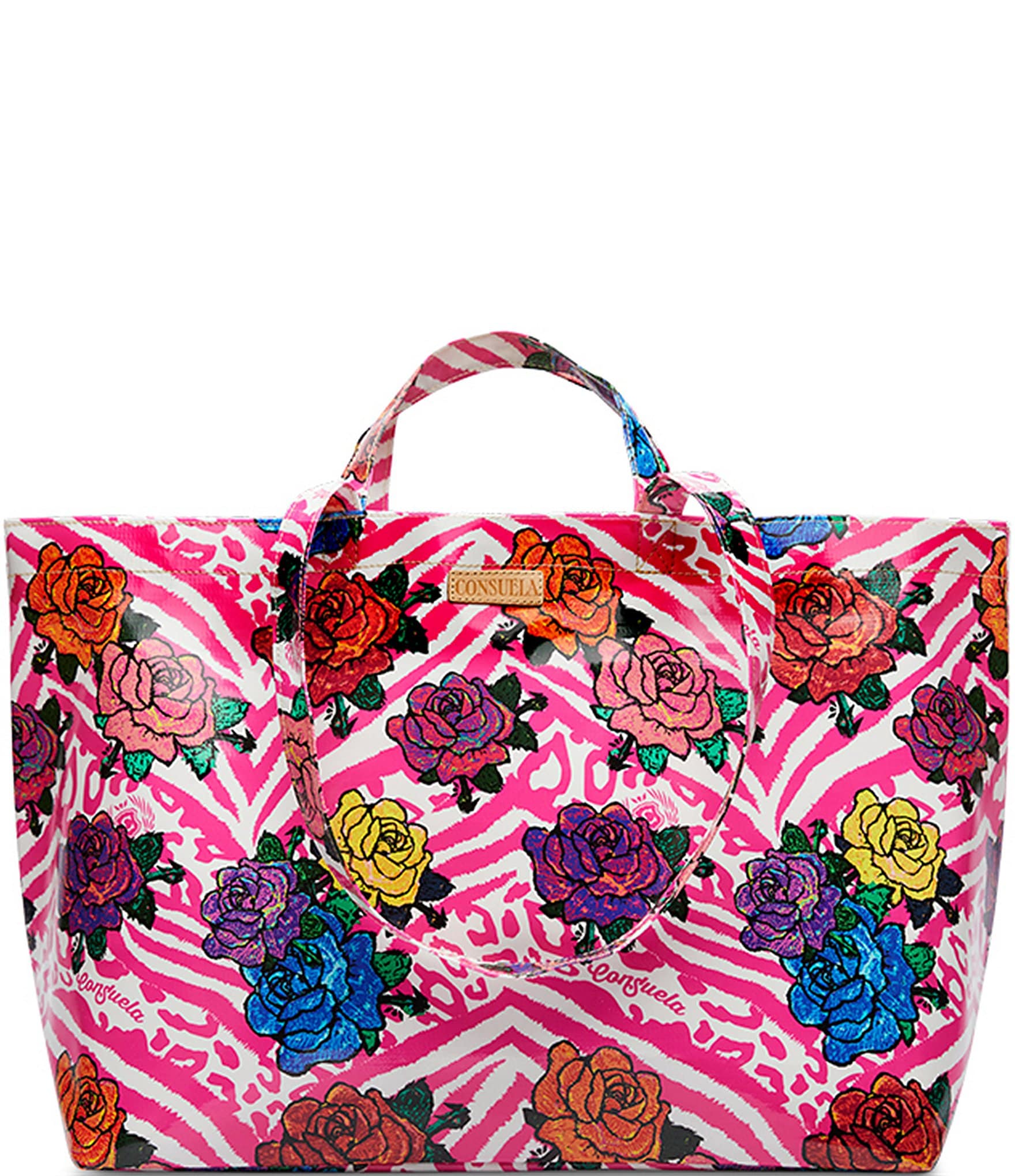 Consuela Pink Zebra and Floral Fruttii Grab-n-Go Jumbo Tote Bag