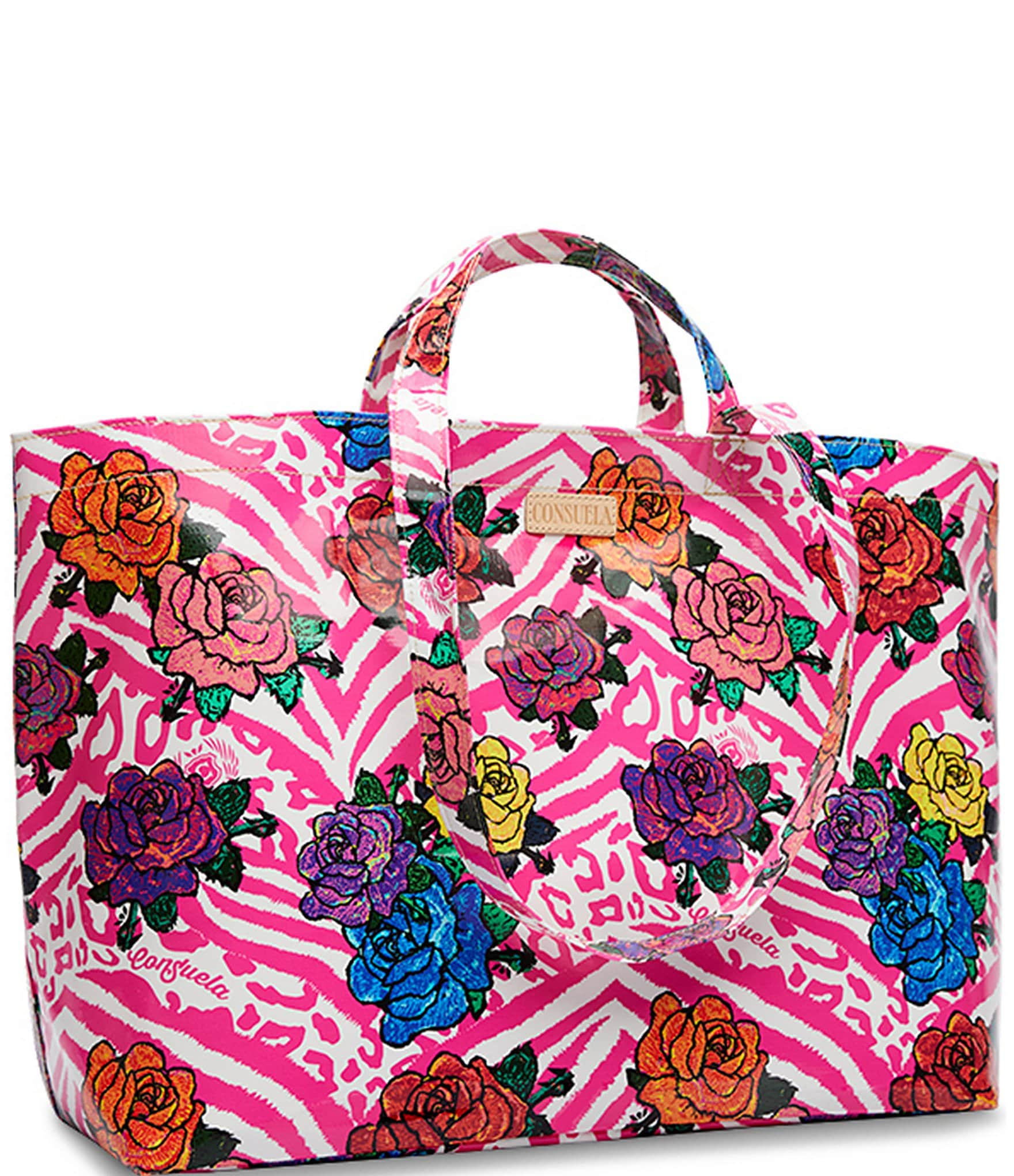 Consuela Pink Zebra and Floral Fruttii Grab-n-Go Jumbo Tote Bag