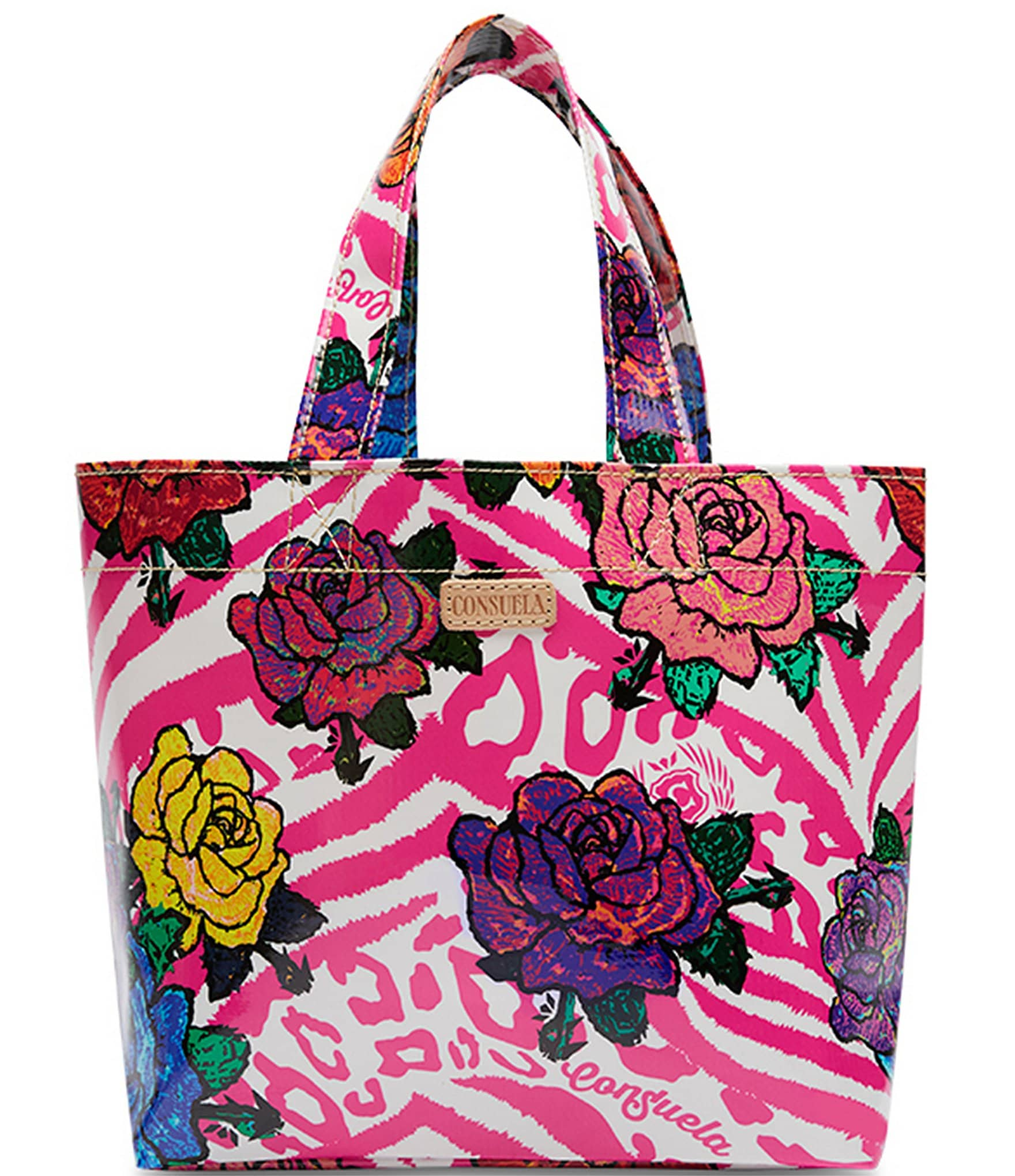 Consuela Pink Zebra and Floral Print Frutti Grab-n-Go Mini Tote Bag