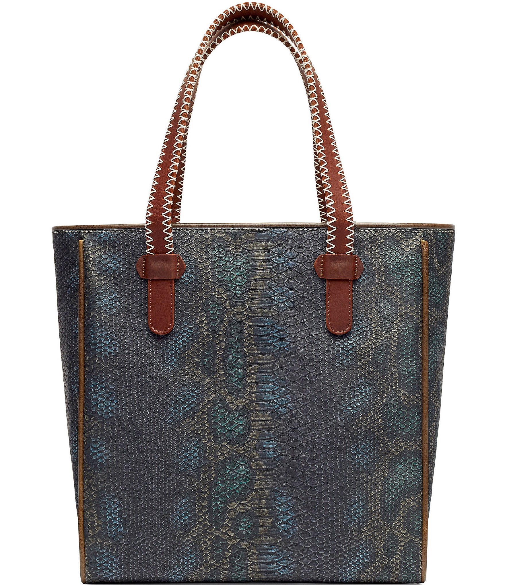 Consuela Rattler Embossed Snake Print Classic Tote Bag