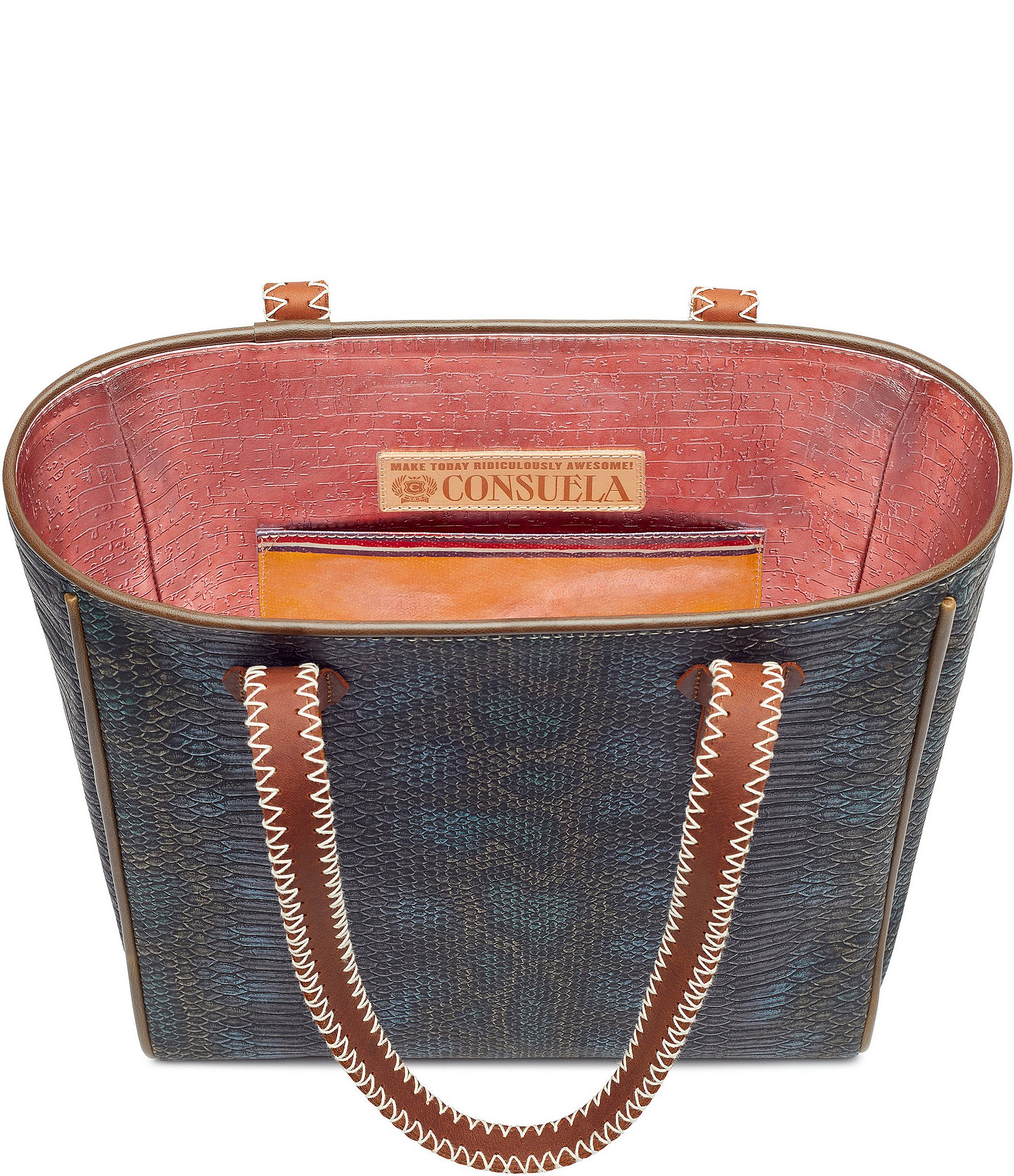 Consuela Rattler Embossed Snake Print Classic Tote Bag