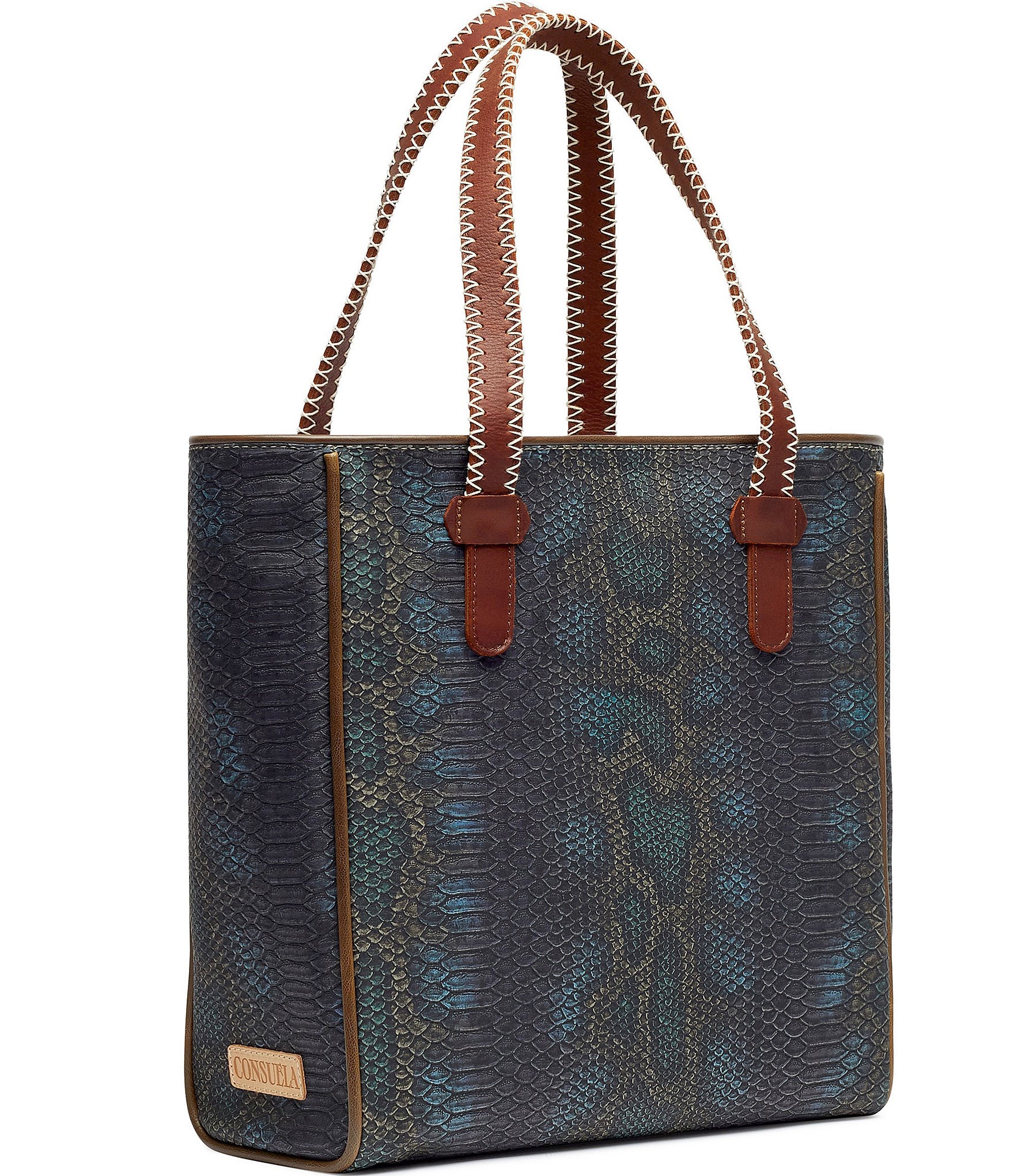 Consuela Rattler Embossed Snake Print Classic Tote Bag