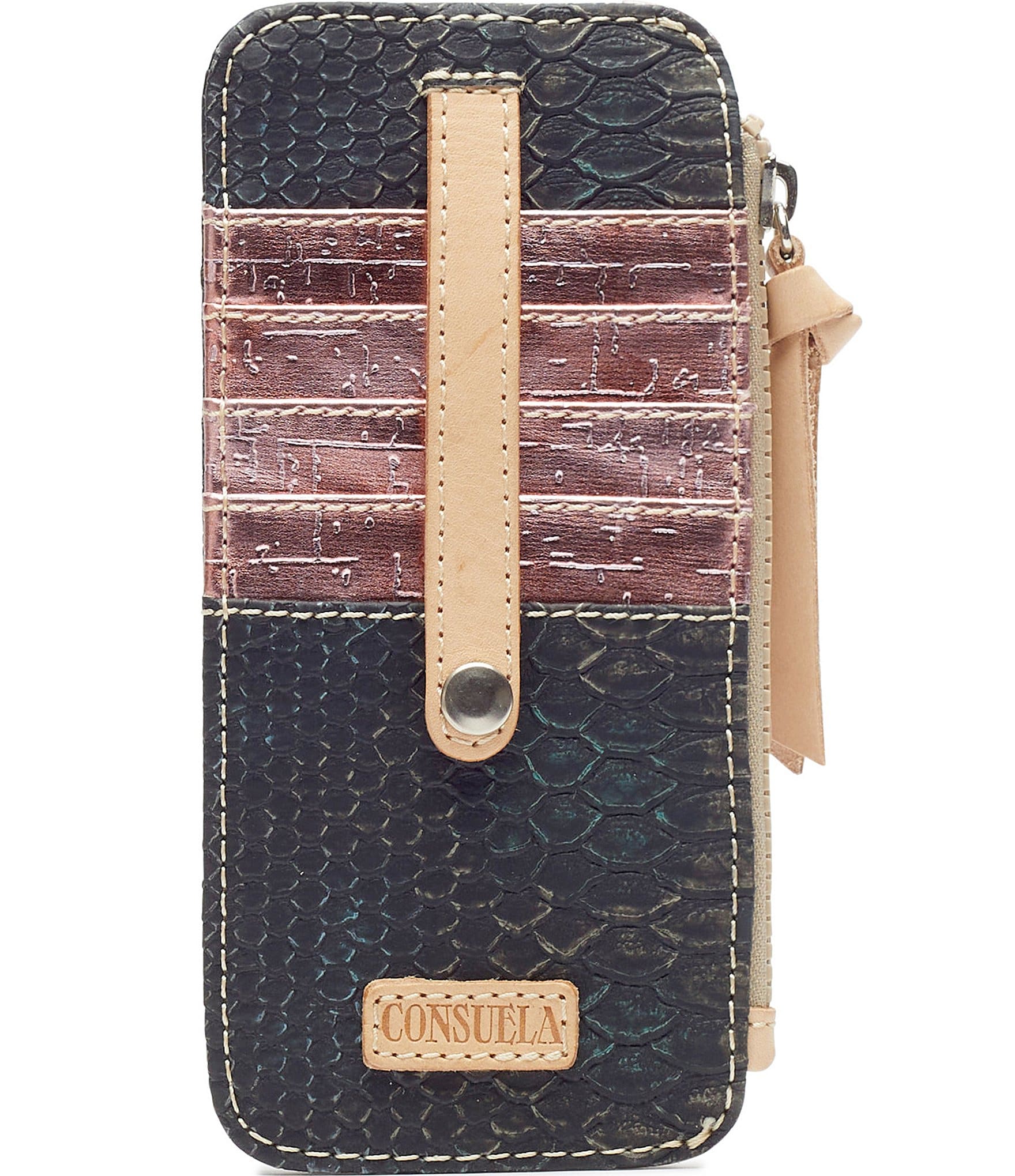 Consuela Rattler Embossed Snake Print Card Organizer