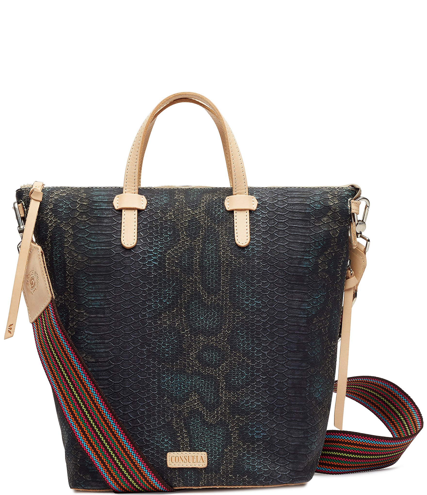 Consuela Rattler Snake Print Sling Tote Bag