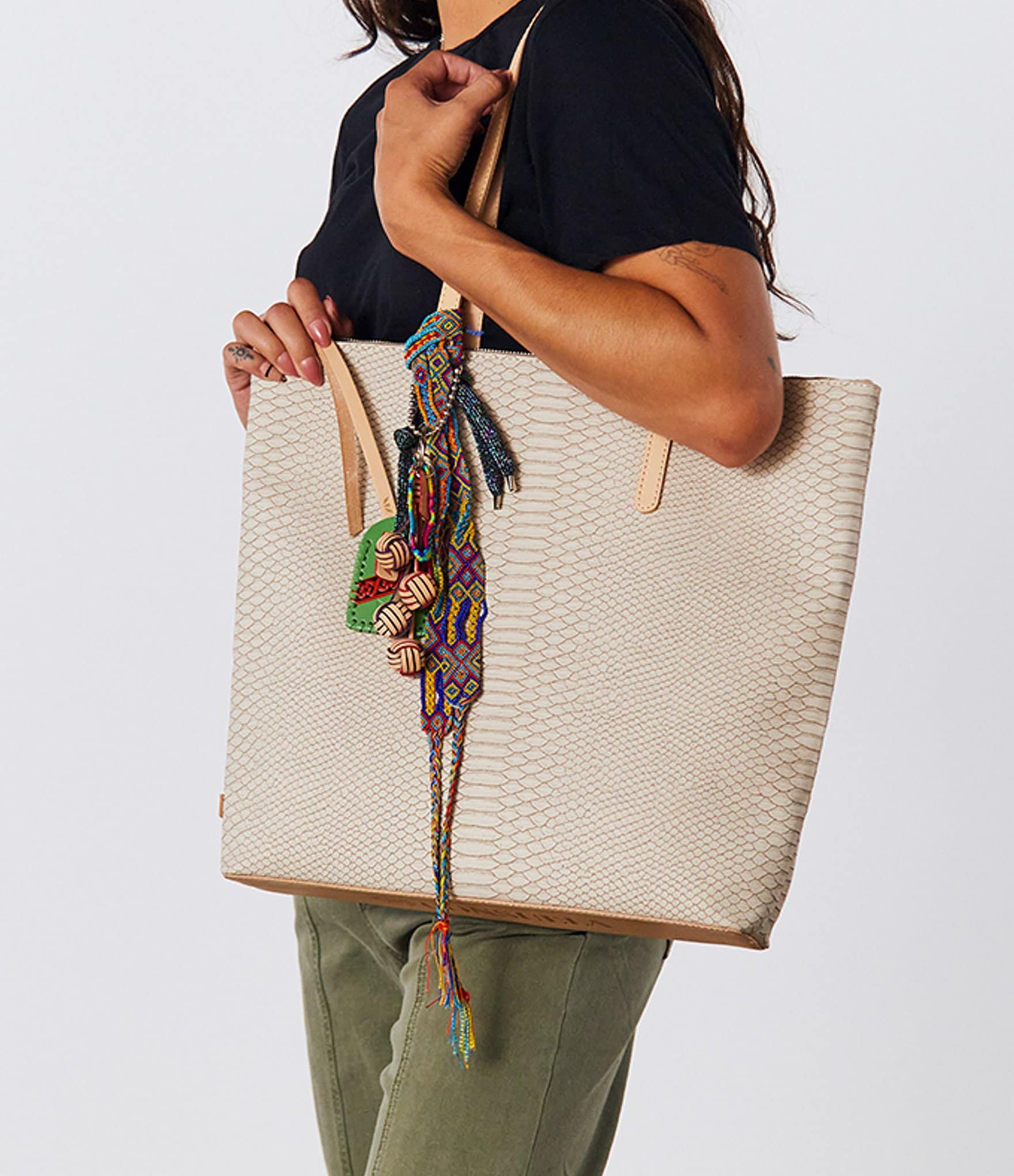 Consuela Thunderbird Embossed Snake Print Market Tote Bag