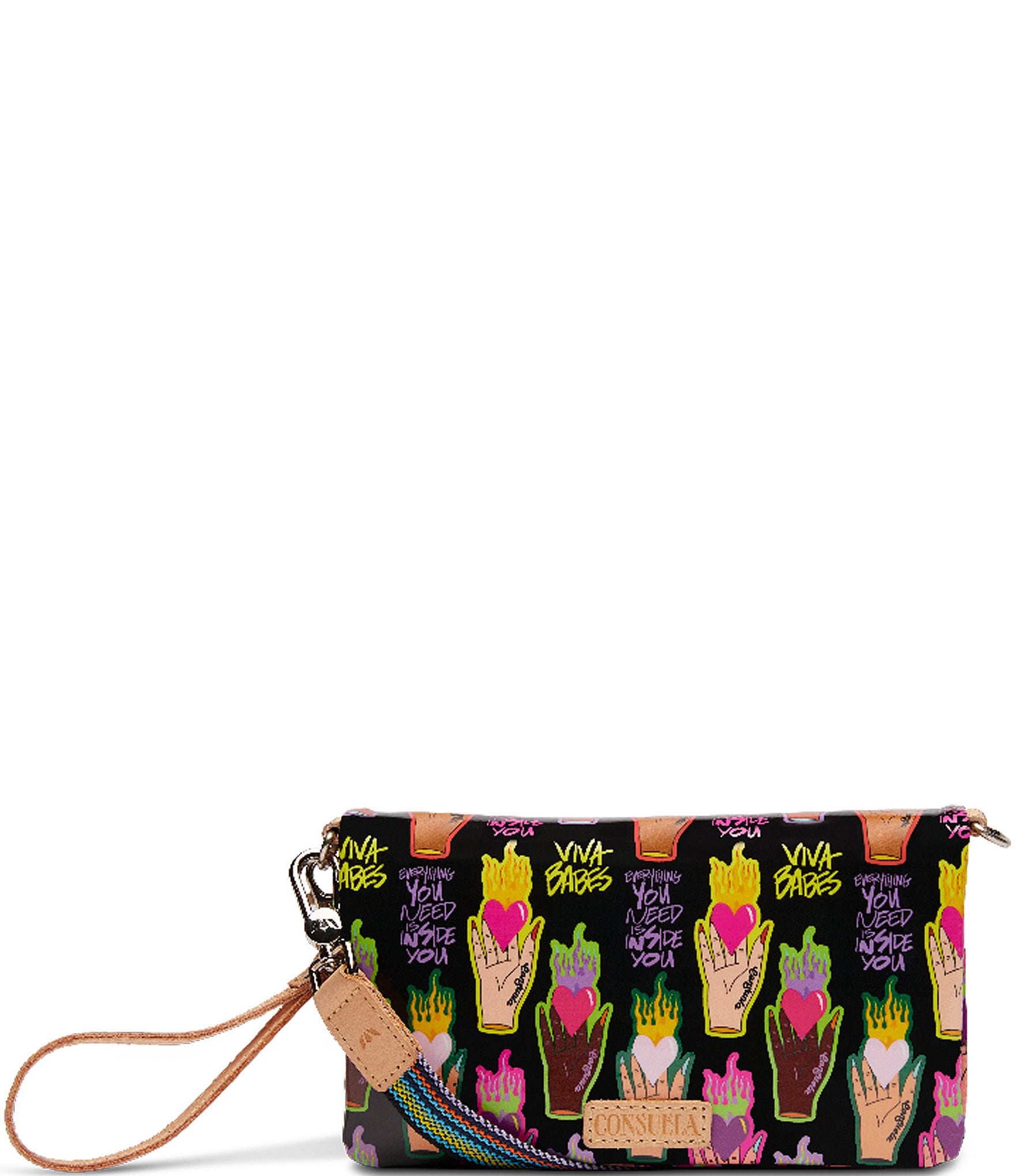 Consuela Viva Babe Hand Print Exterior Uptown Crossbody Wristlet