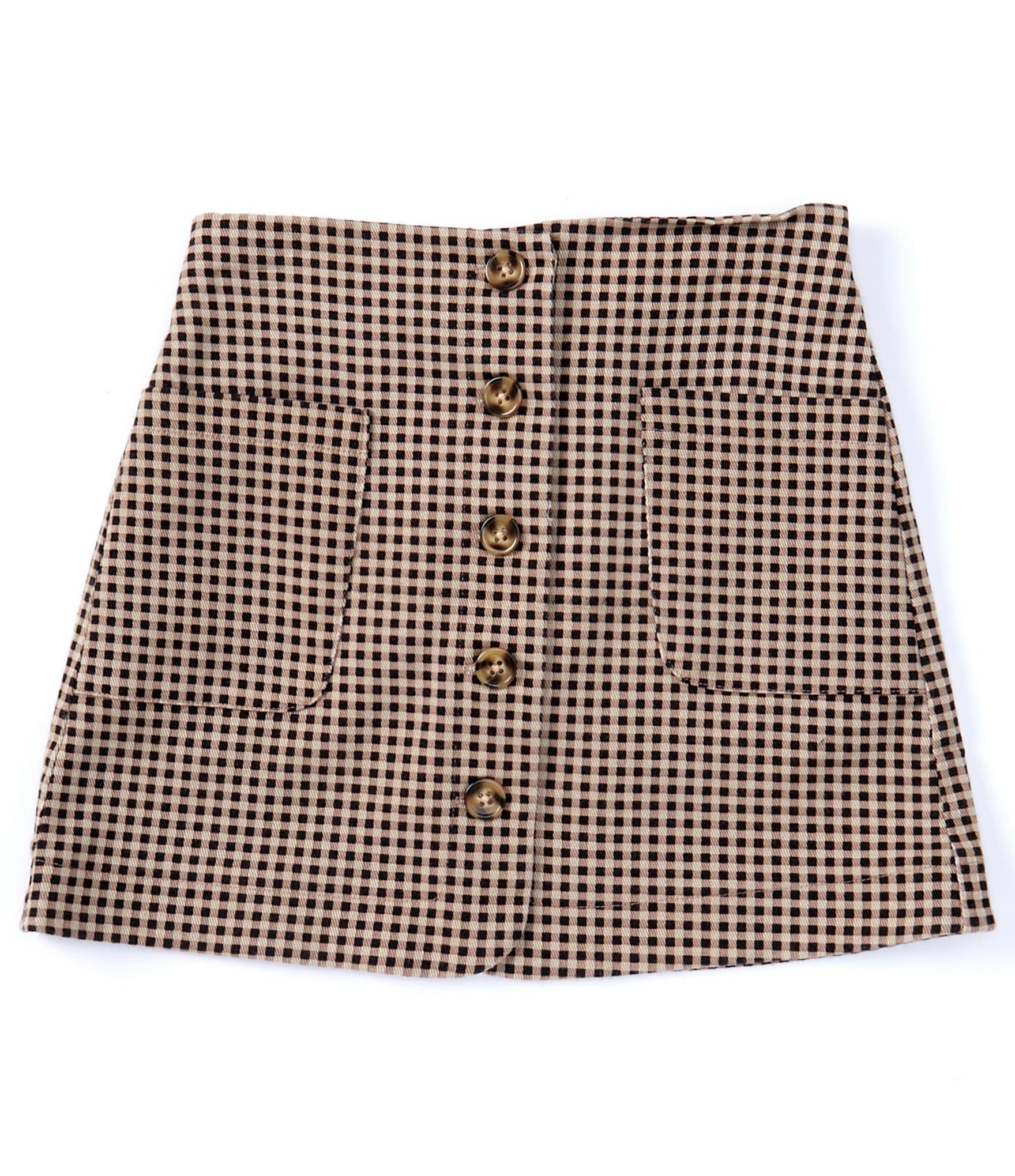 Copper Key Big Girl 7-16 Button Front Gingham Skirt