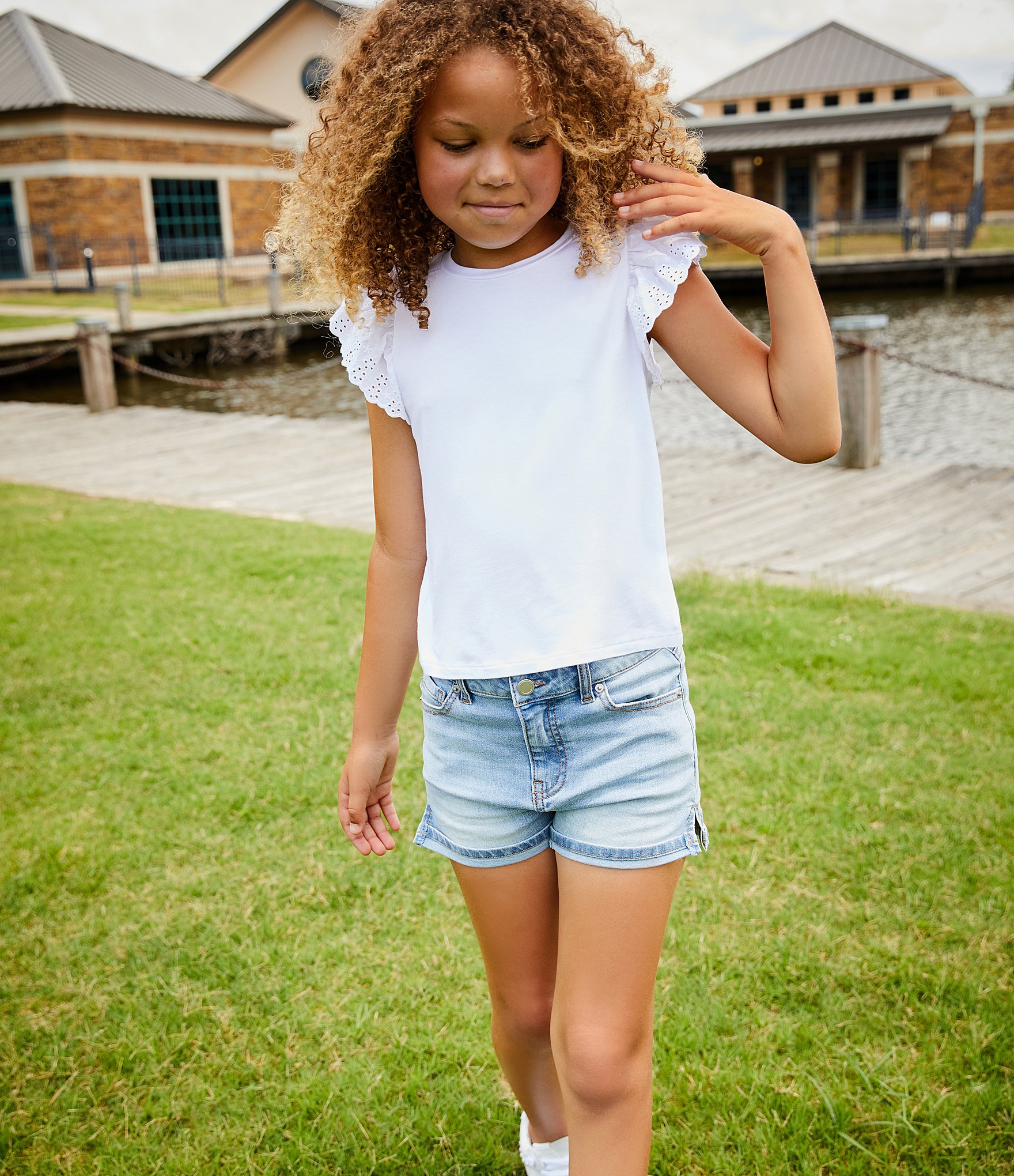 Copper Key Big Girls Cuffed Denim Shorts