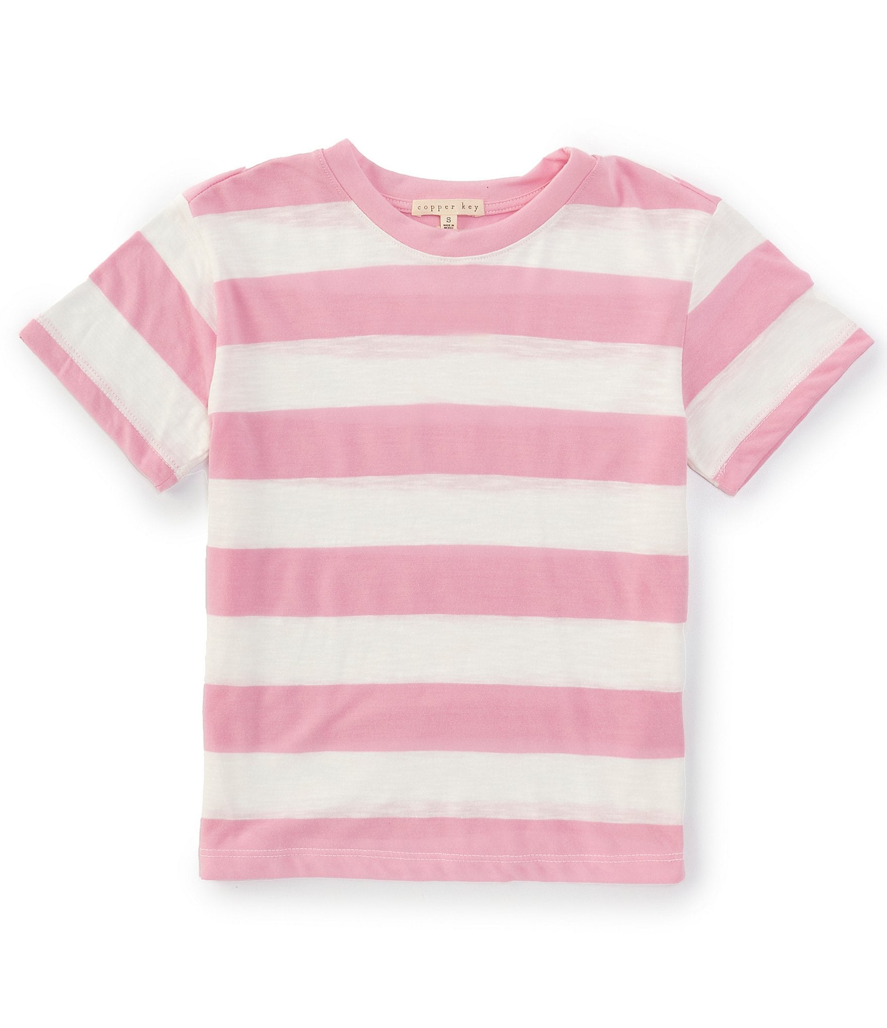 Copper Key Big Girls 7-16 Short Sleeve Big Stripe Relaxed Boxy T-Shirt