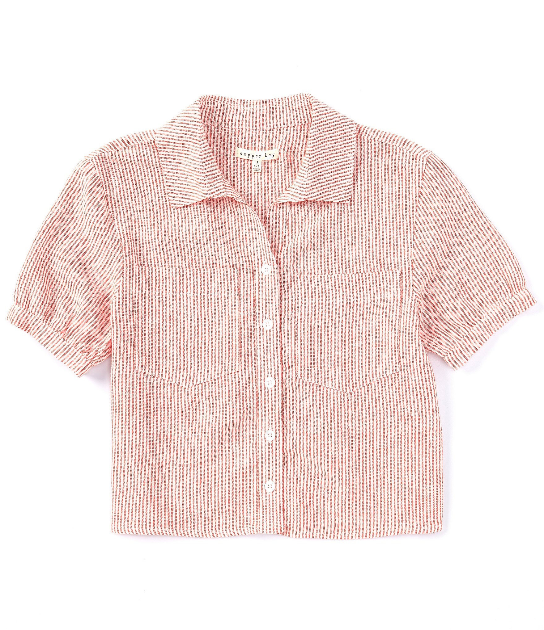 Copper Key Big Girls 7-16 Striped Camp Button Front Shirt