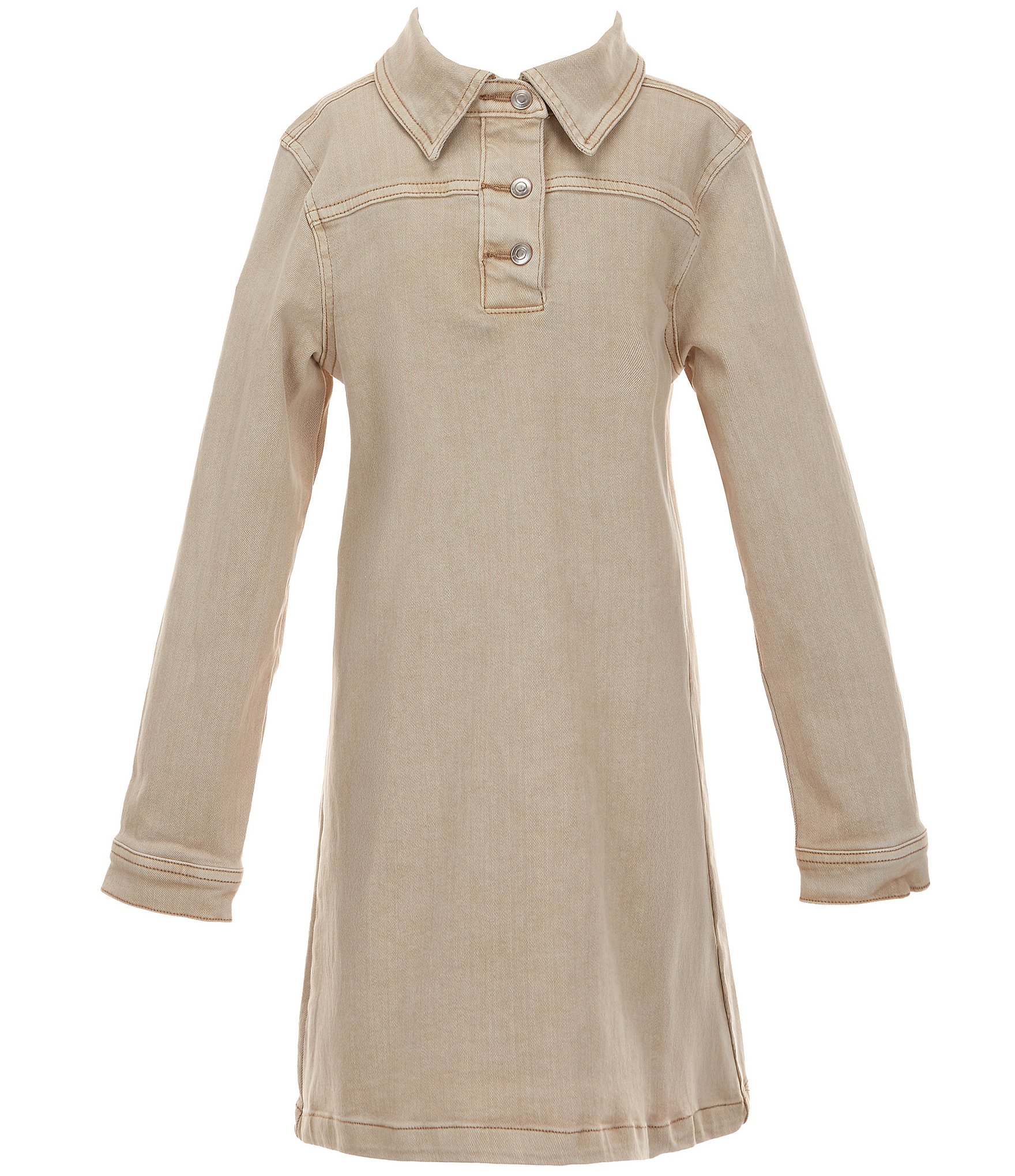 Copper Key Big Girls Button Collar Denim Dress
