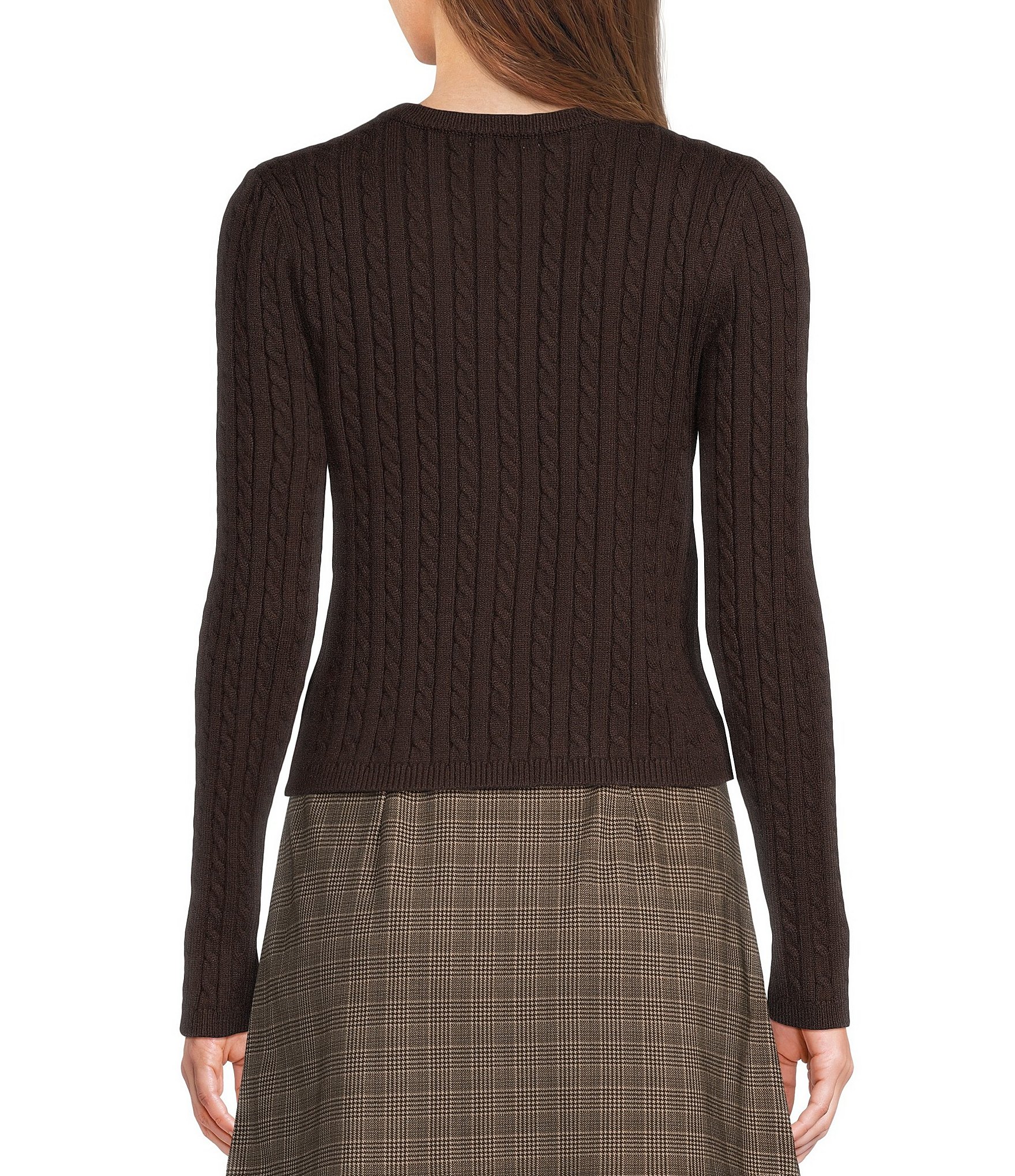 Copper Key Cable Knit Button Front Cardigan