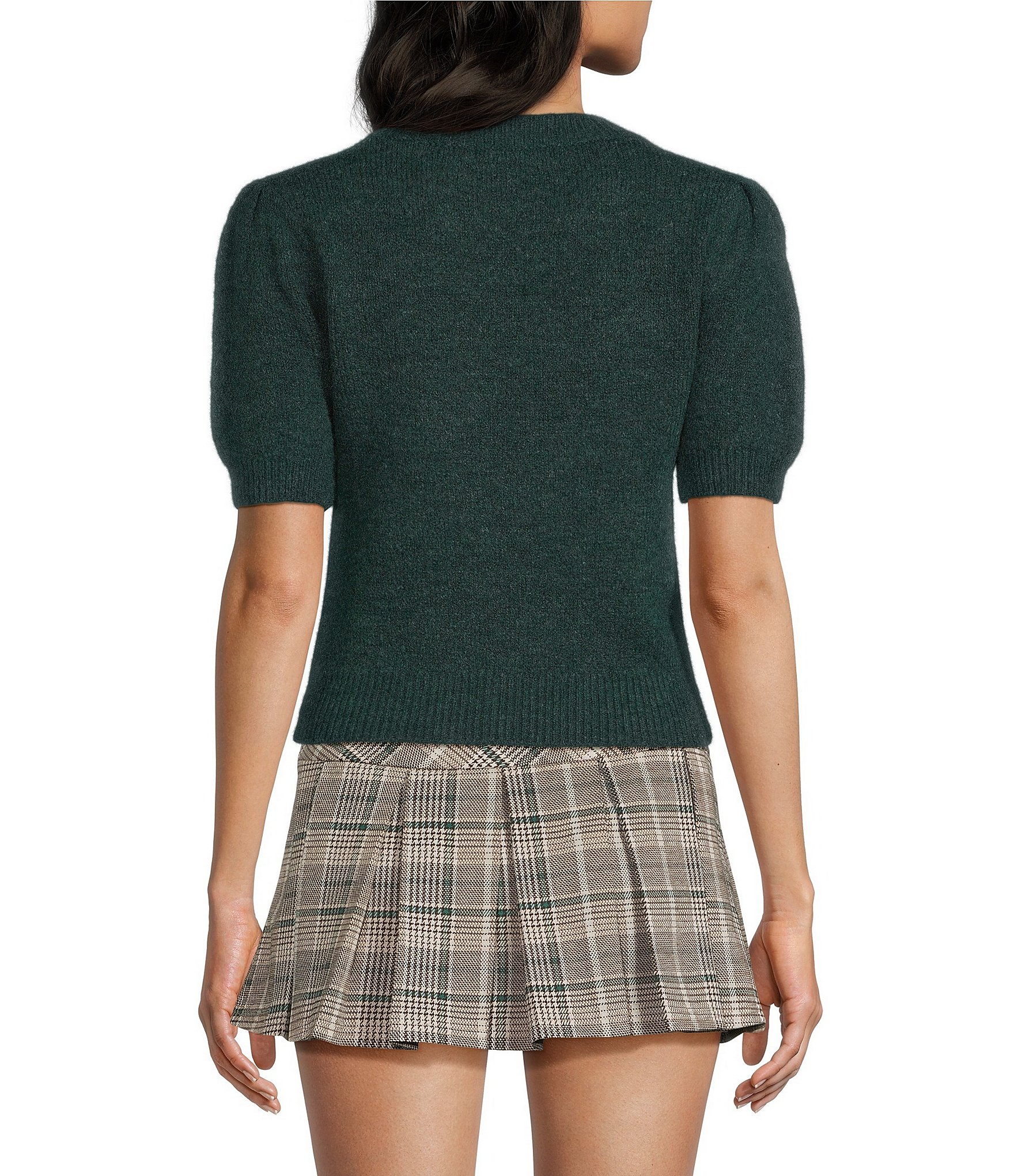 Copper Key Crew Neck Puff Sleeve Sweater