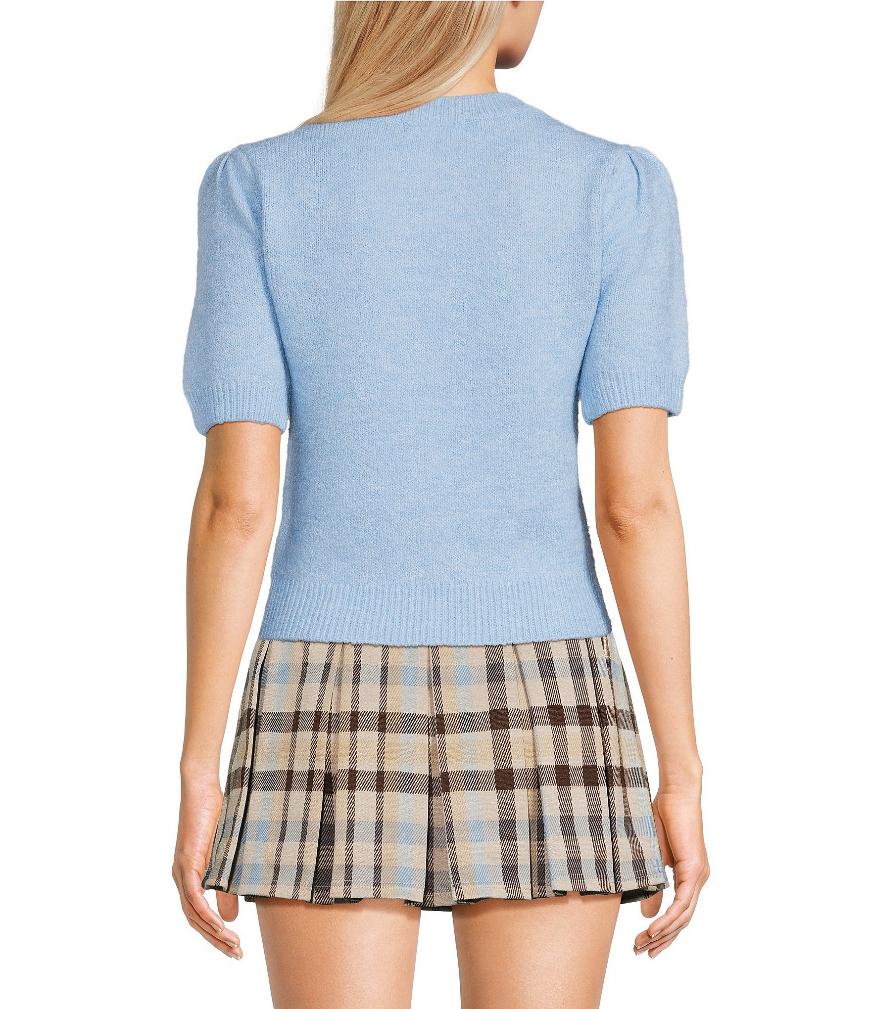 Copper Key Crew Neck Puff Sleeve Sweater