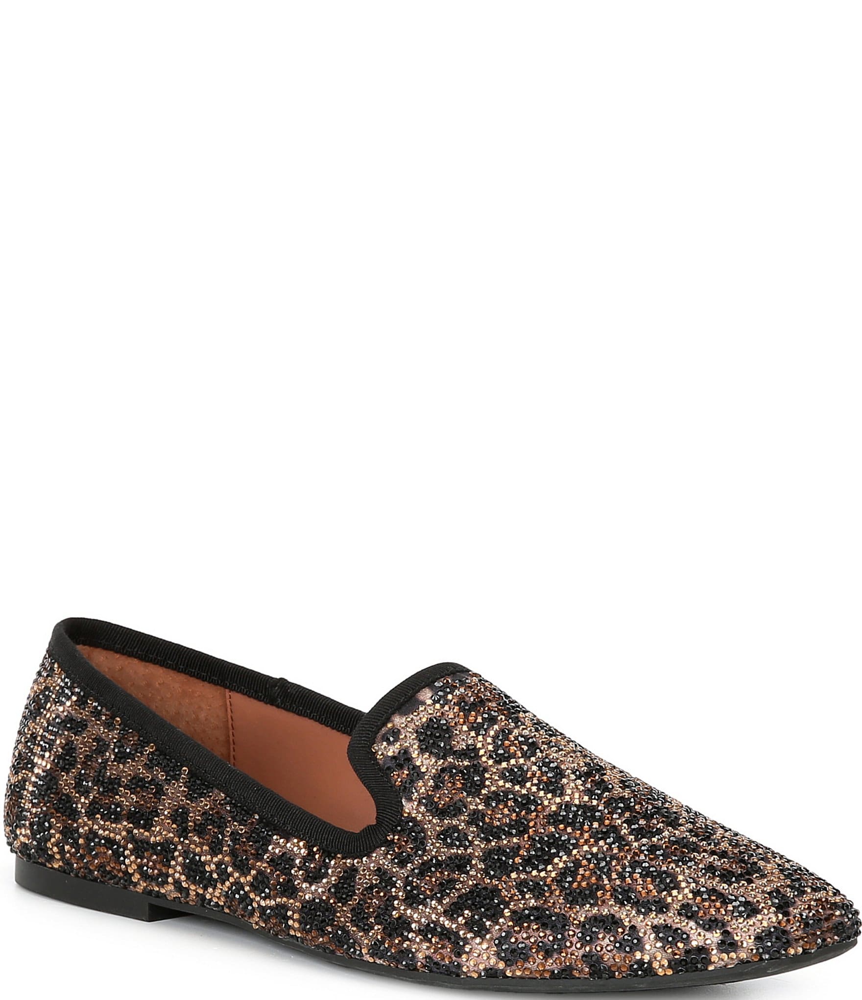 Copper Key Glitz Leopard Print Rhinestone Loafers