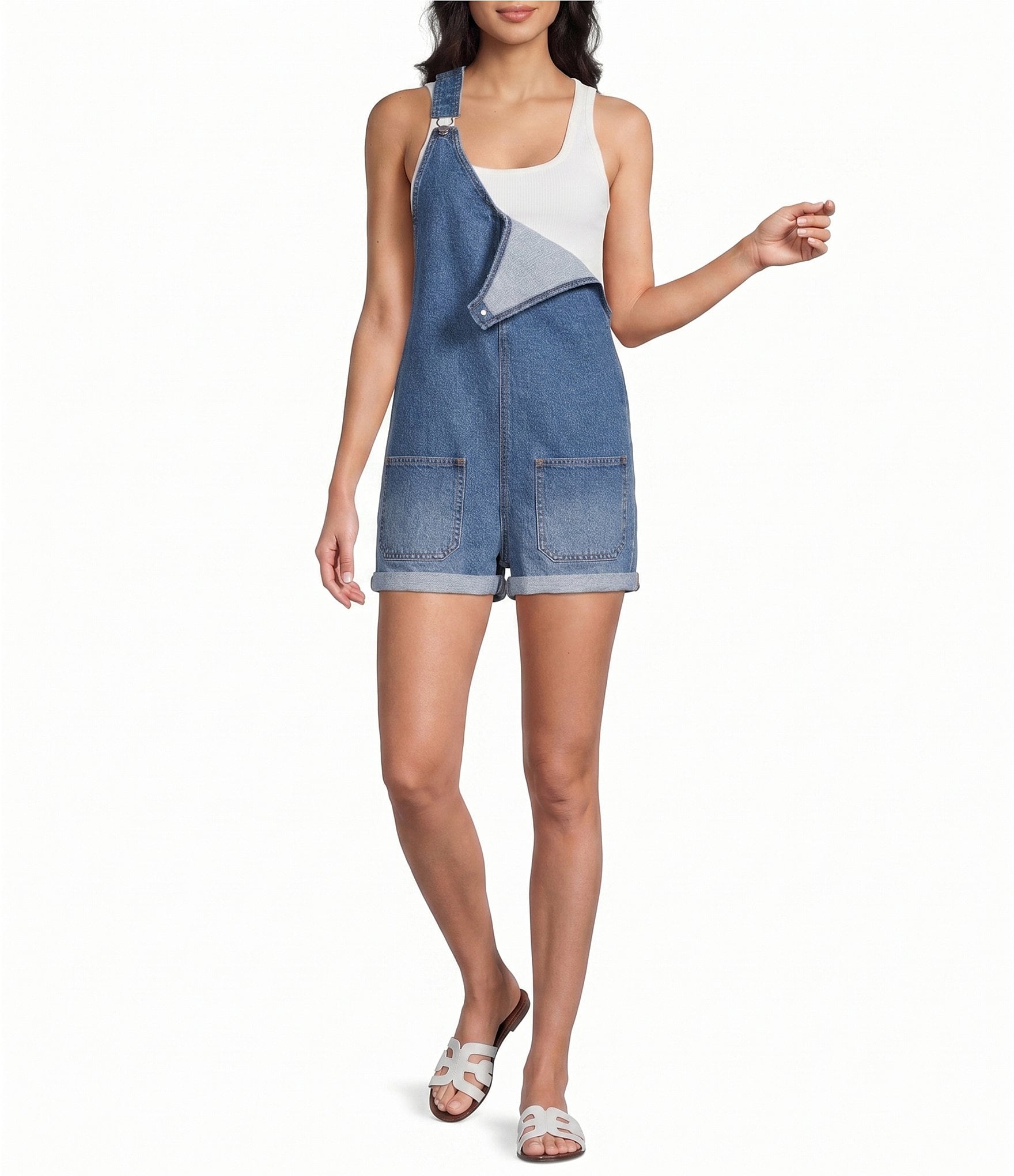 Copper Key Hailey V-Neck Americana Roll Cuff Overalls