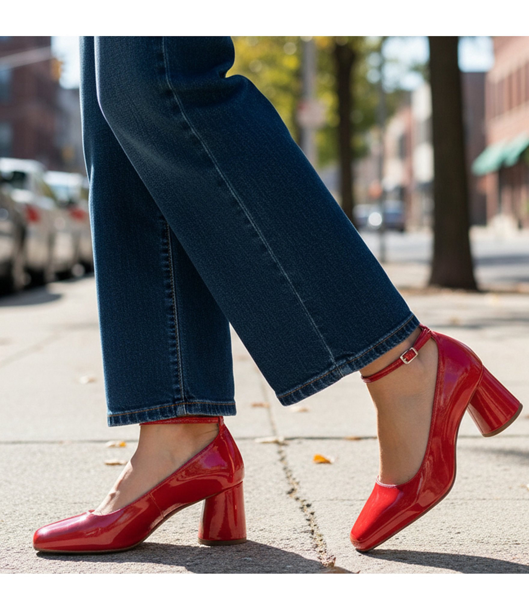 Copper Key Jazzy Patent Ankle Strap Pumps