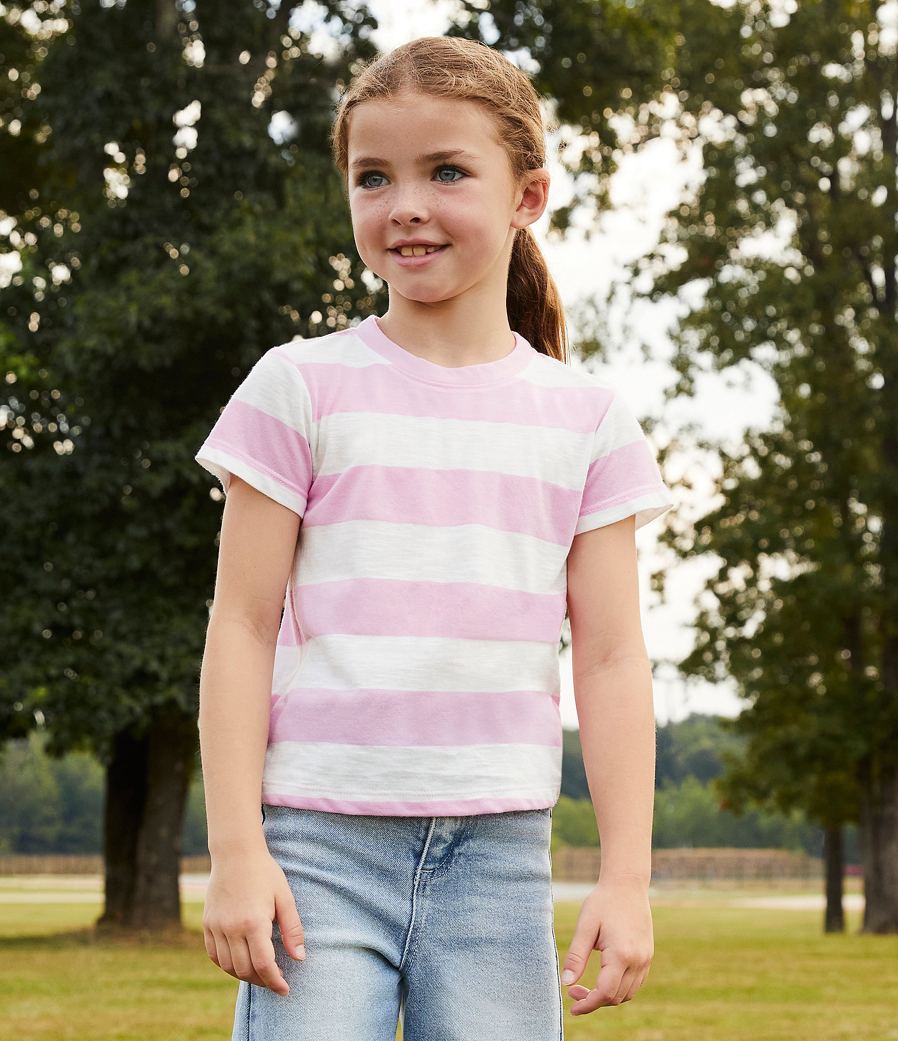 Copper Key Little Girls 2T-6X Knit Wide Stripe Boxy T-Shirt