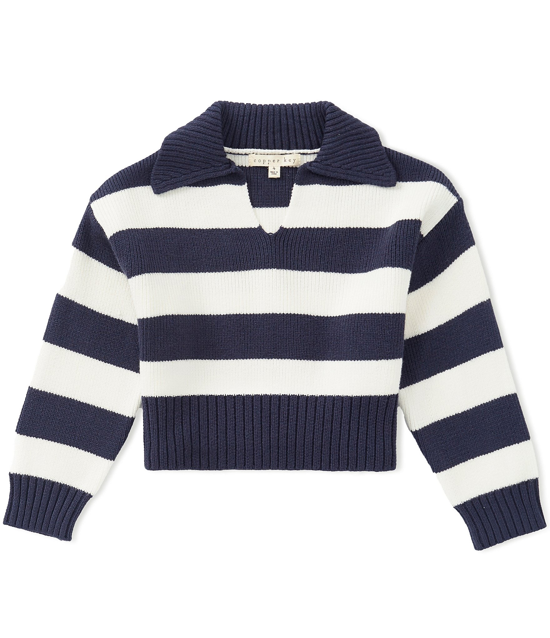 Copper Key Little Girls Fisherman Sweater