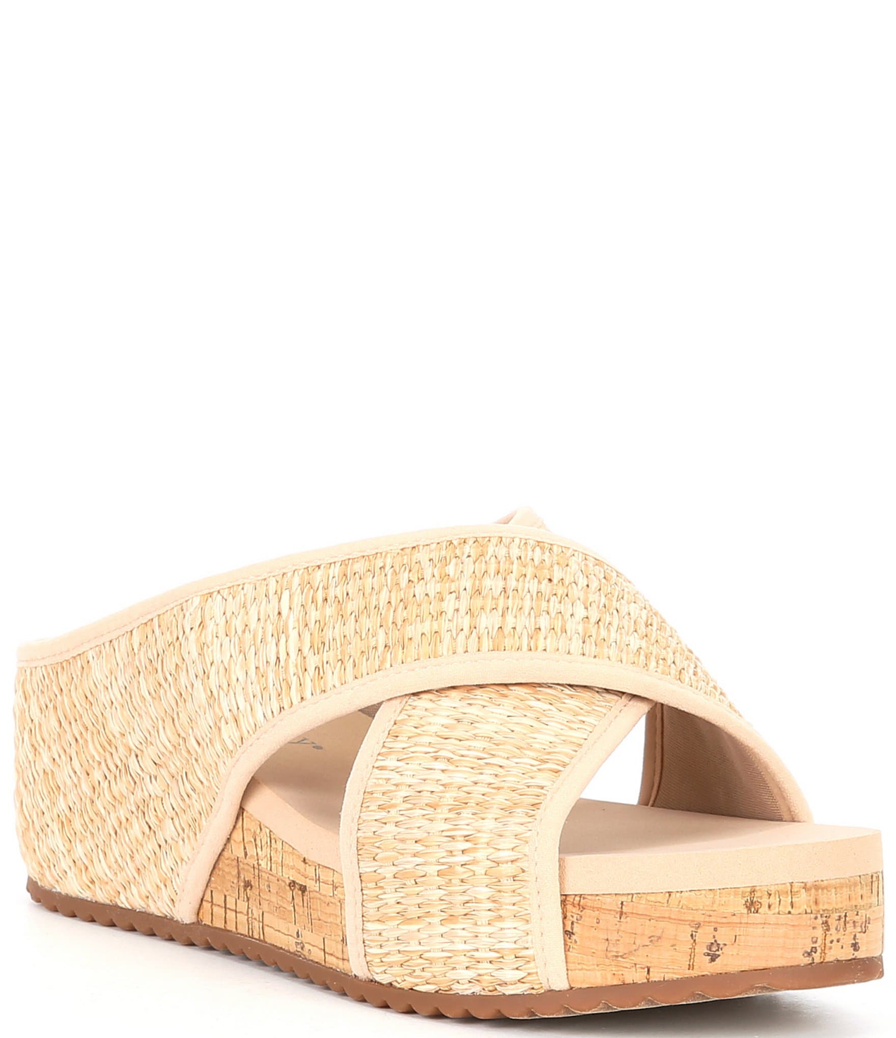 MAJE [マージ] Raffia Cross Wedge Sandals Wedge sandals with raffia effect Brown For Women | Maje