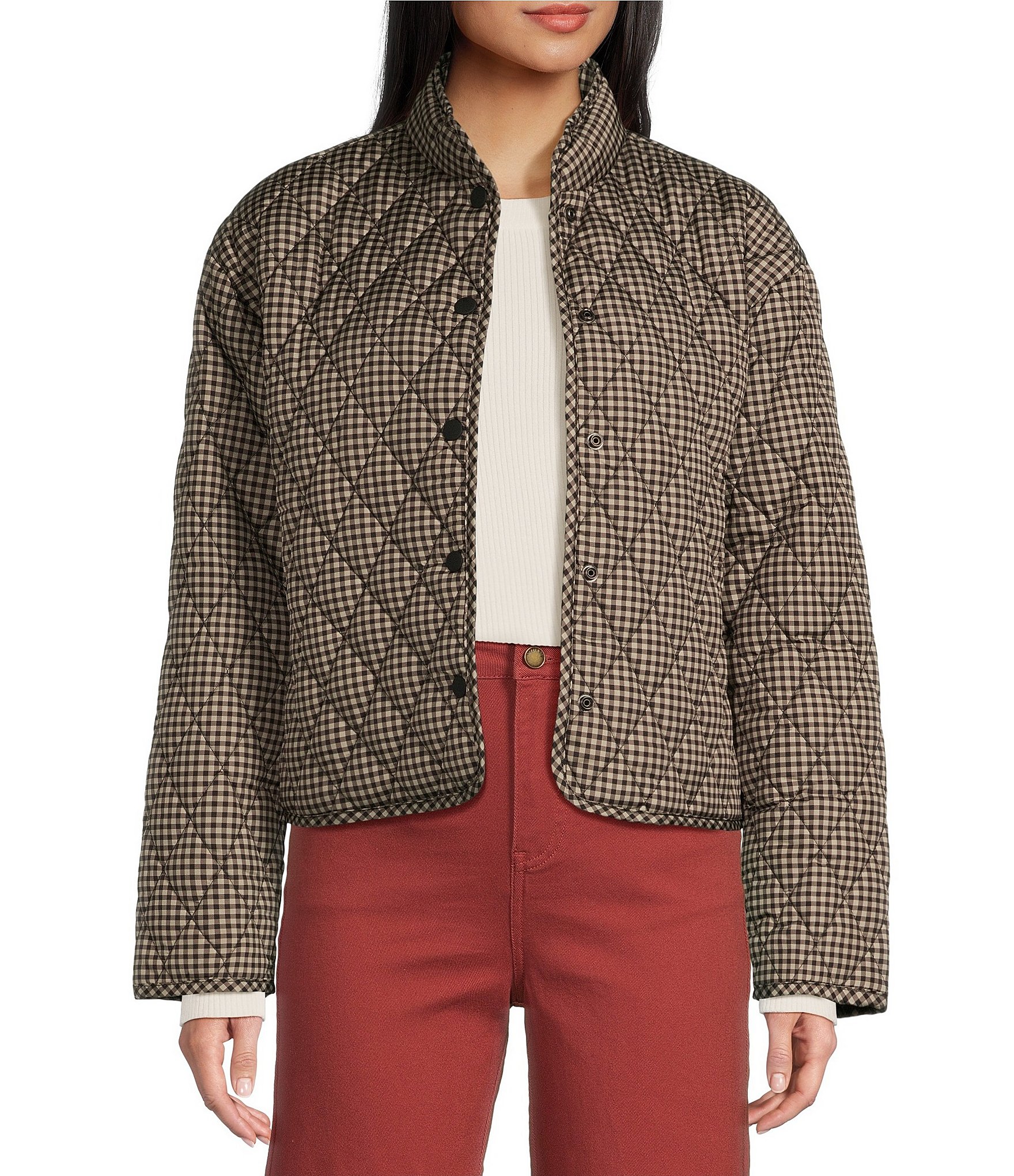 Copper Key Micro Check Puffer Jacket | Dillard's