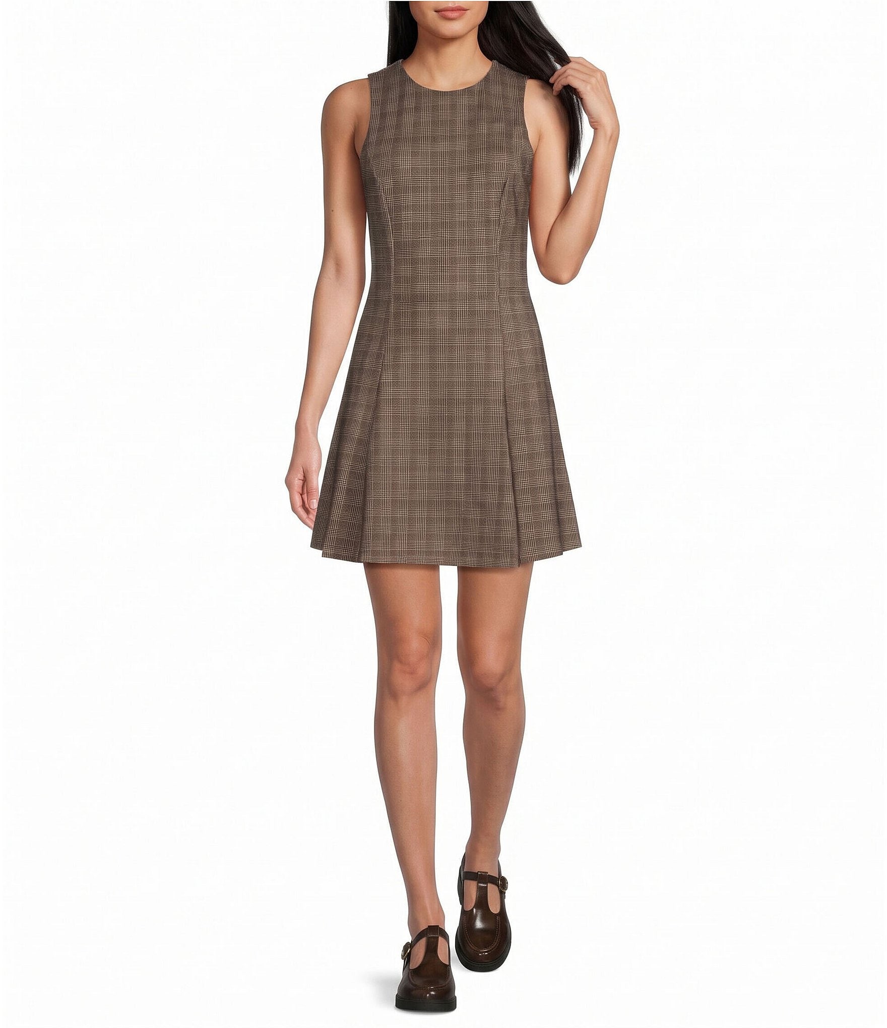 Copper Key Plaid Mini Dress