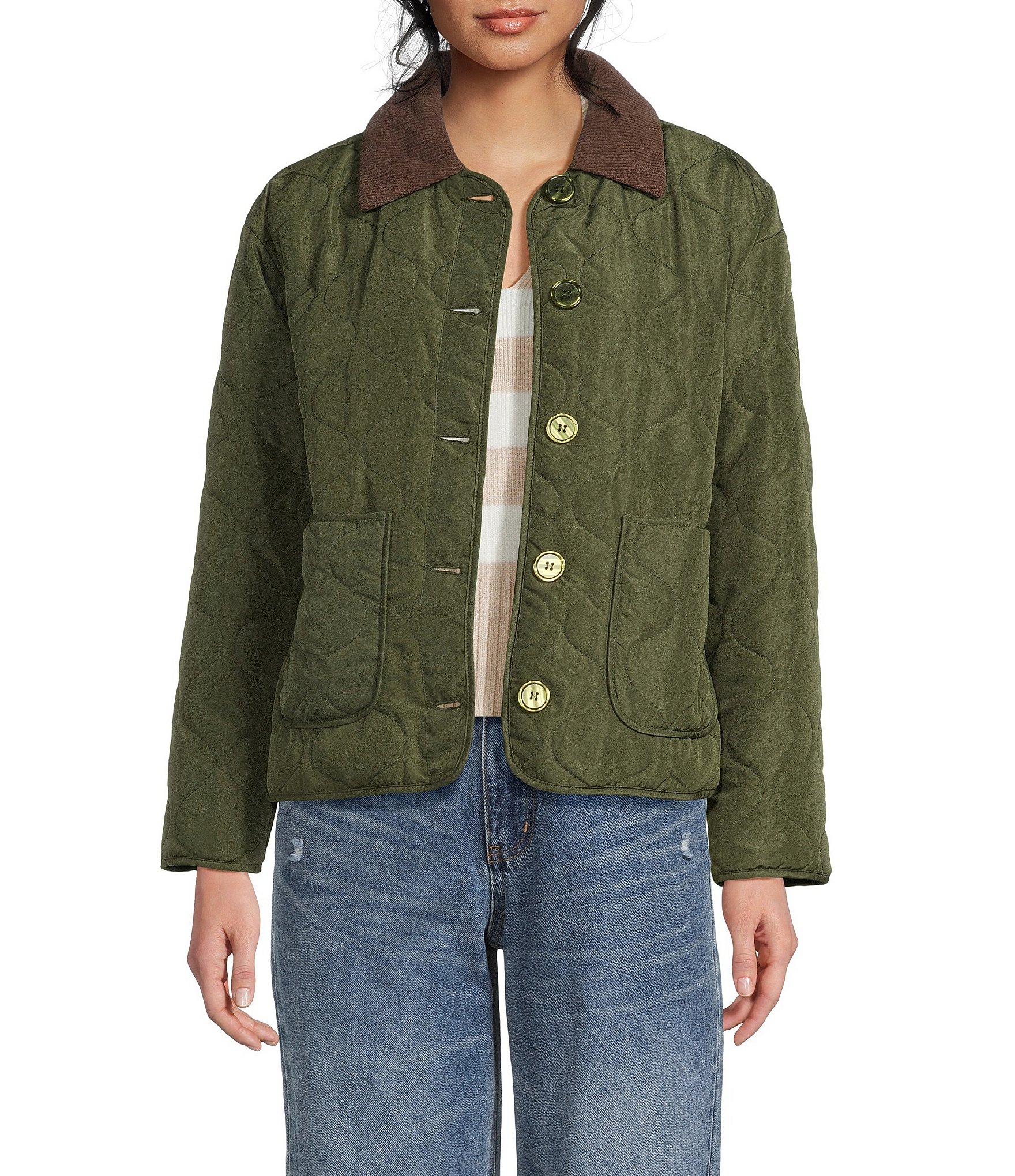 Copper Key Quilted Corduroy Collar Jacket