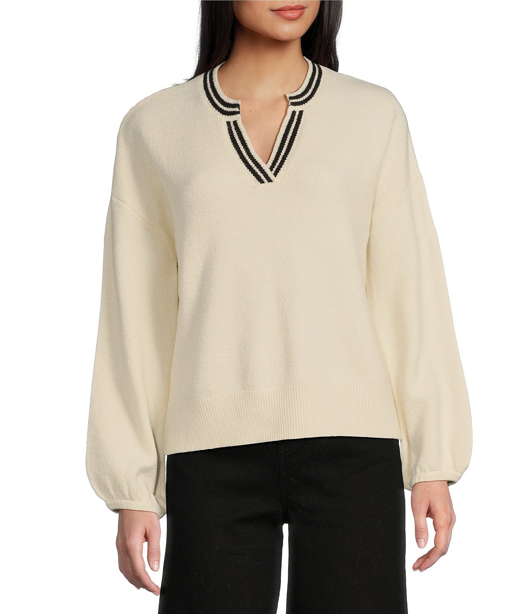 Copper Key Split V-Neck Retro Sweater