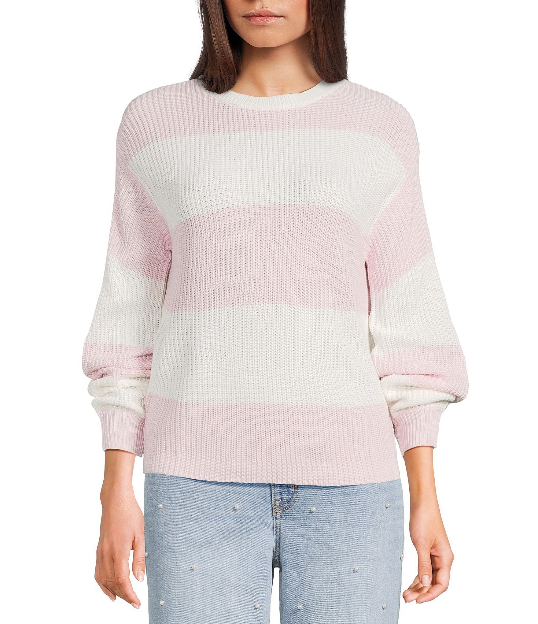 Copper Key Striped Shaker Stitch Sweater