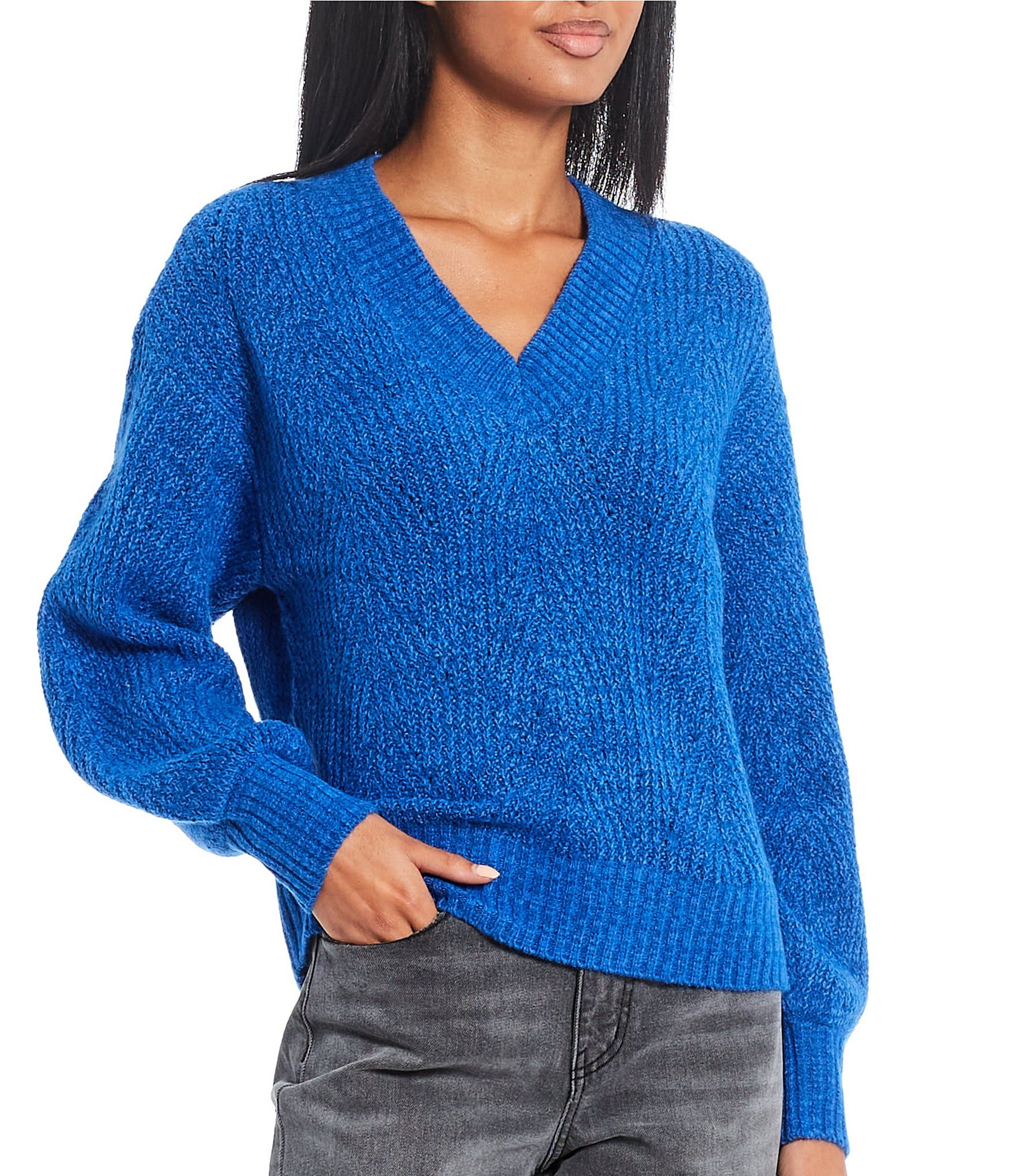 Copper Key V-Neck Cable Sweater | Dillard's