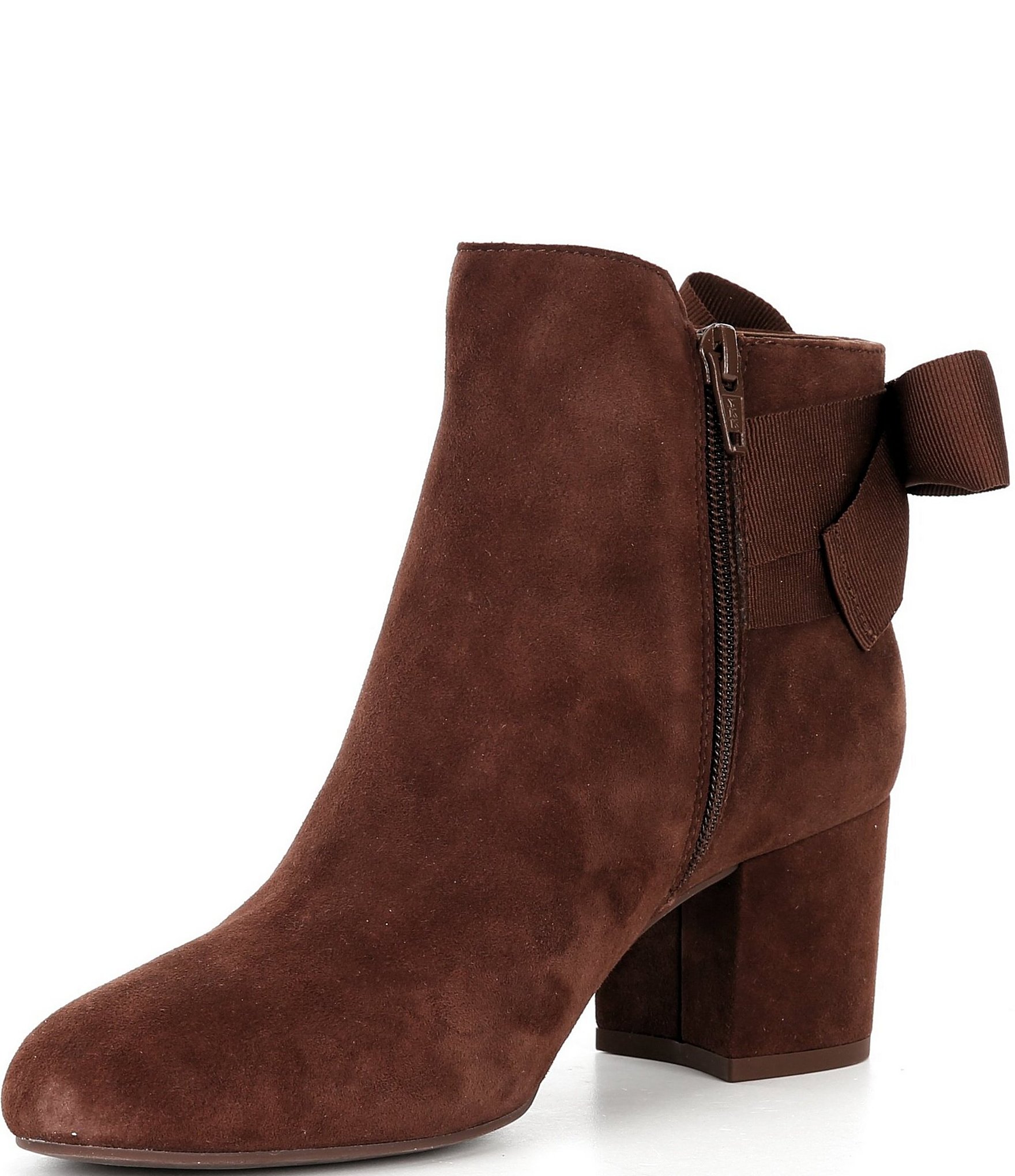 Copper Key Yule Suede Bow Block Heel Booties