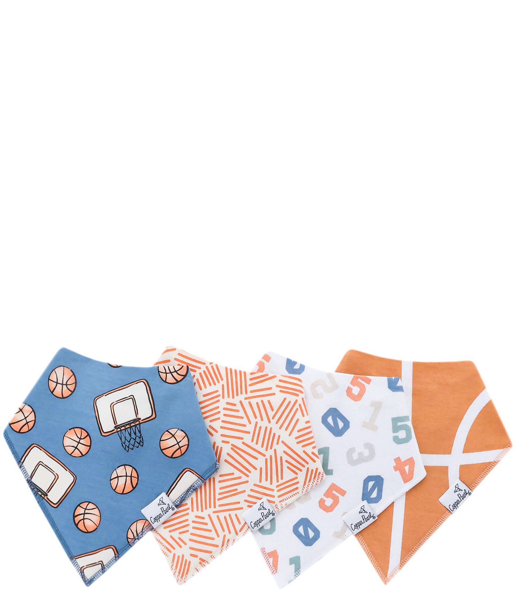 Copper Pearl Baby Boys Dunk Basketball Print Bandana Bibs 4-Pack