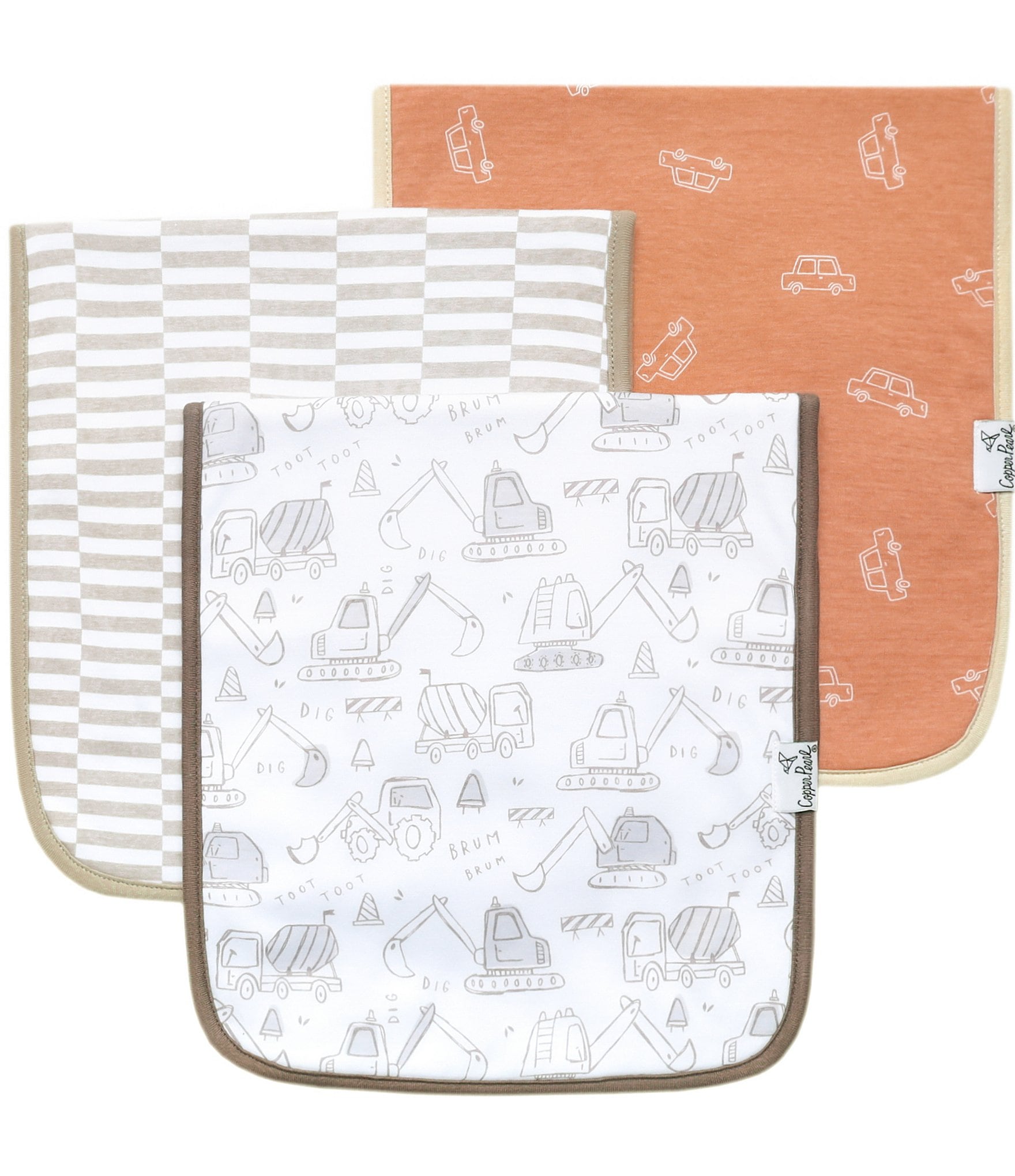 Copper Pearl Baby Boys Gage Print Oversized Burp Cloths 3-Pack