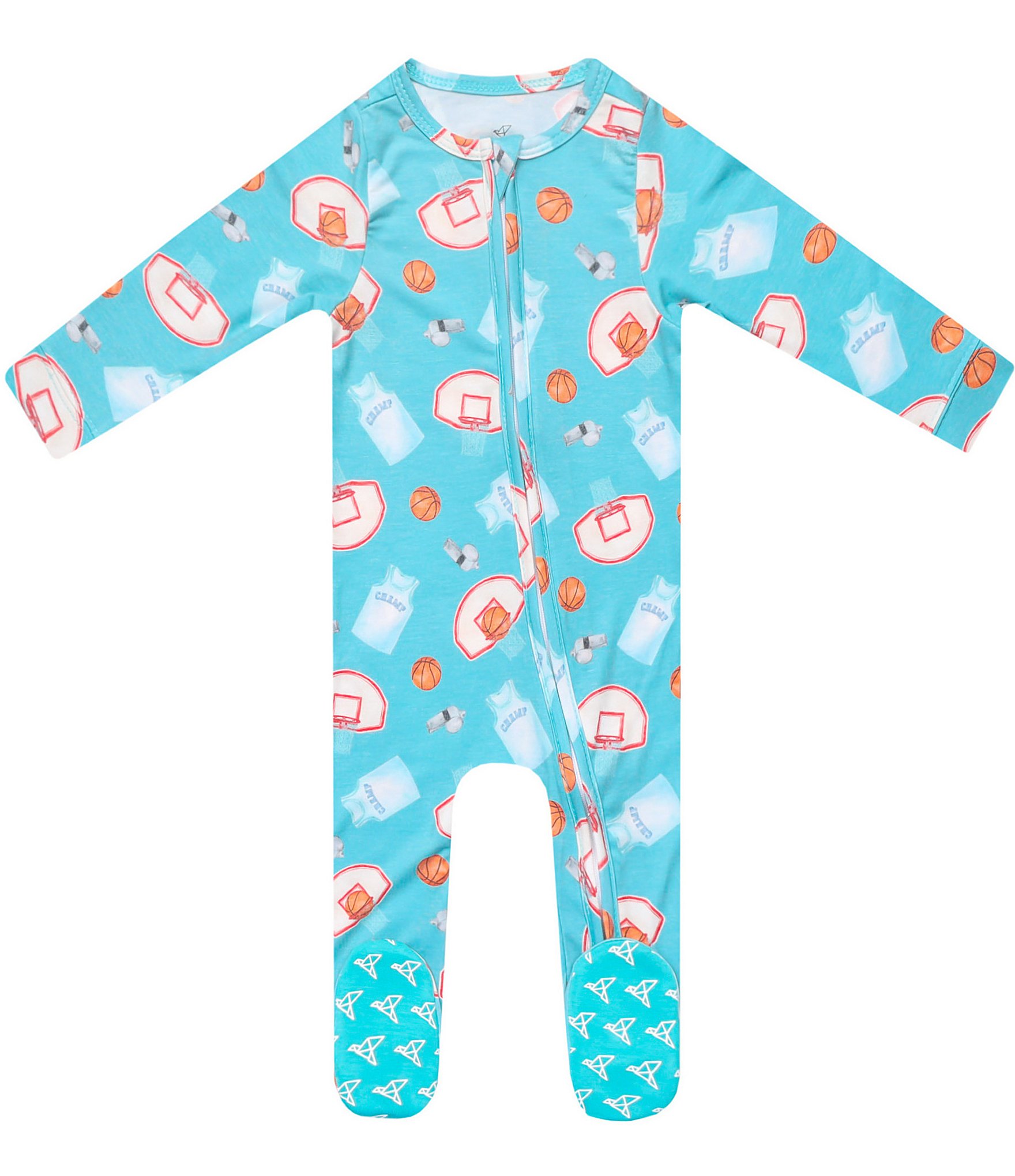 Copper Pearl Baby Boys Long Sleeve Slam Dunk Zip-up Footie Pajama