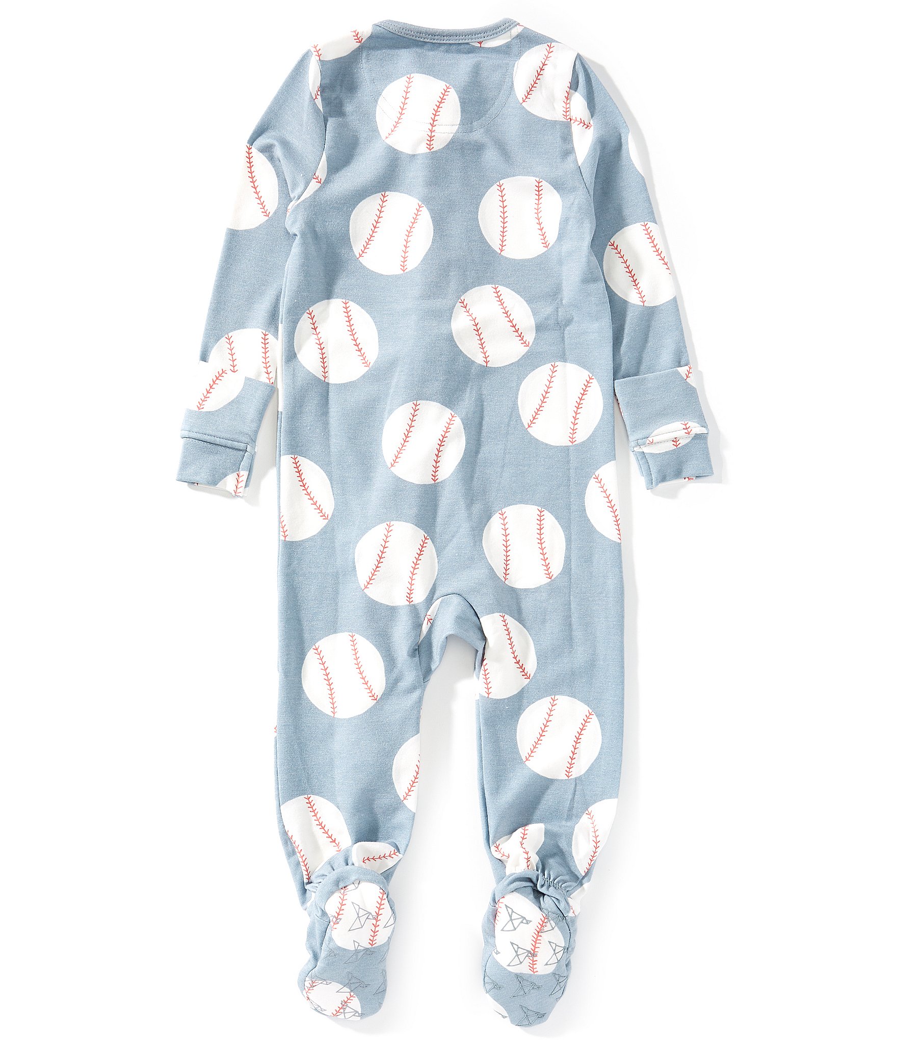 Copper Pearl Baby Boys Slugger Baseball Print Long Sleeve Zip Front Footie