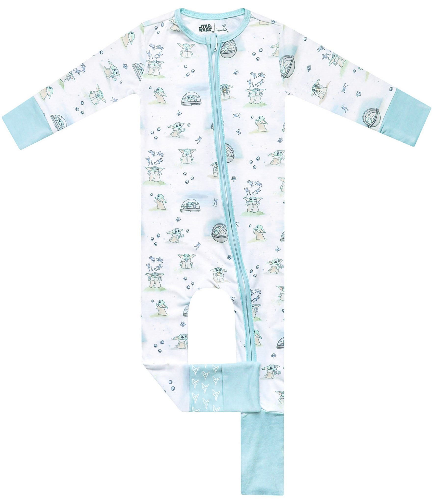 Copper Pearl Baby Boys Star Wars Grogu Convertible Zip-up Footie