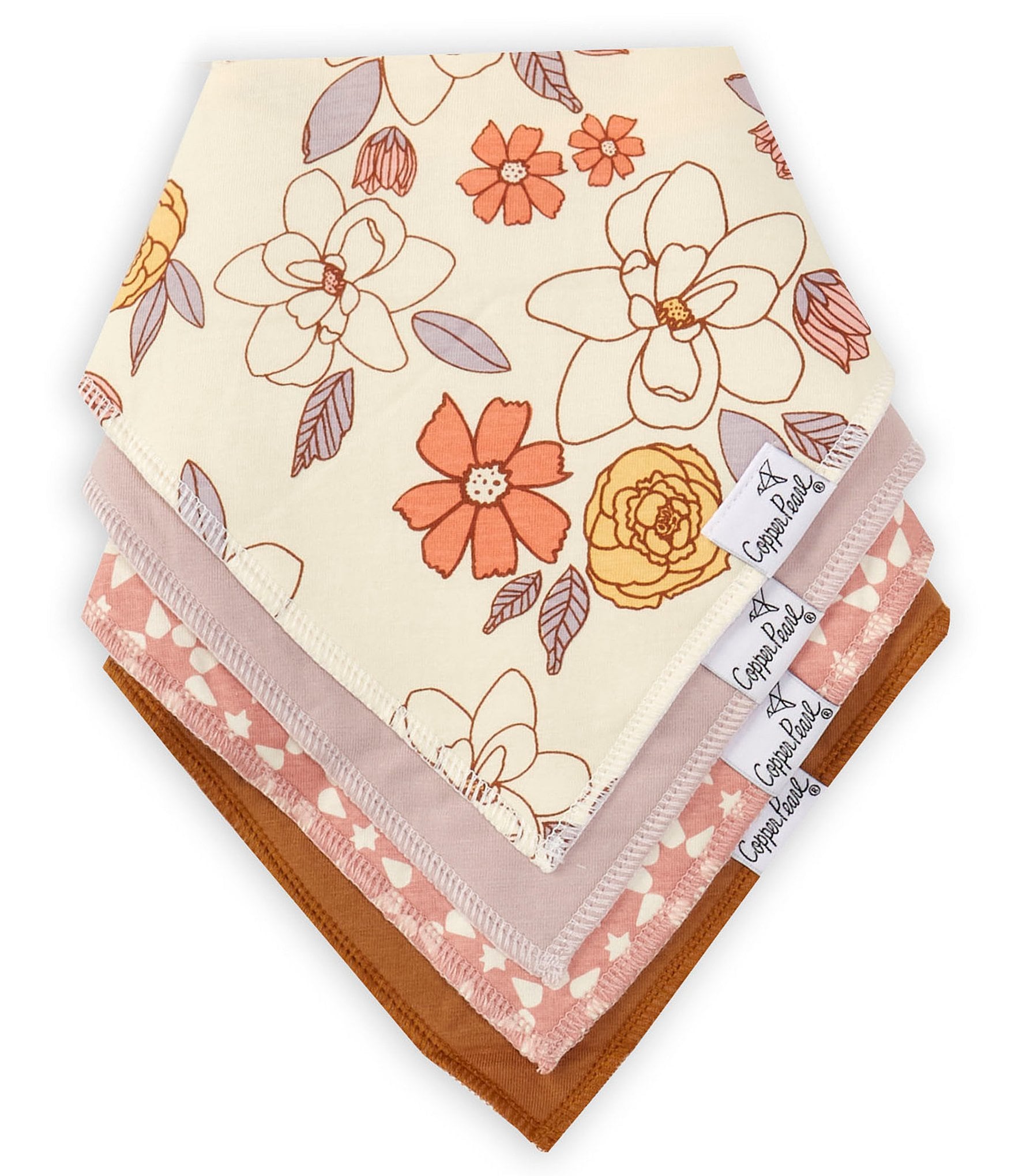 Copper Pearl Baby Girls Ferra Floral Print Bandana Bibs 4-Pack